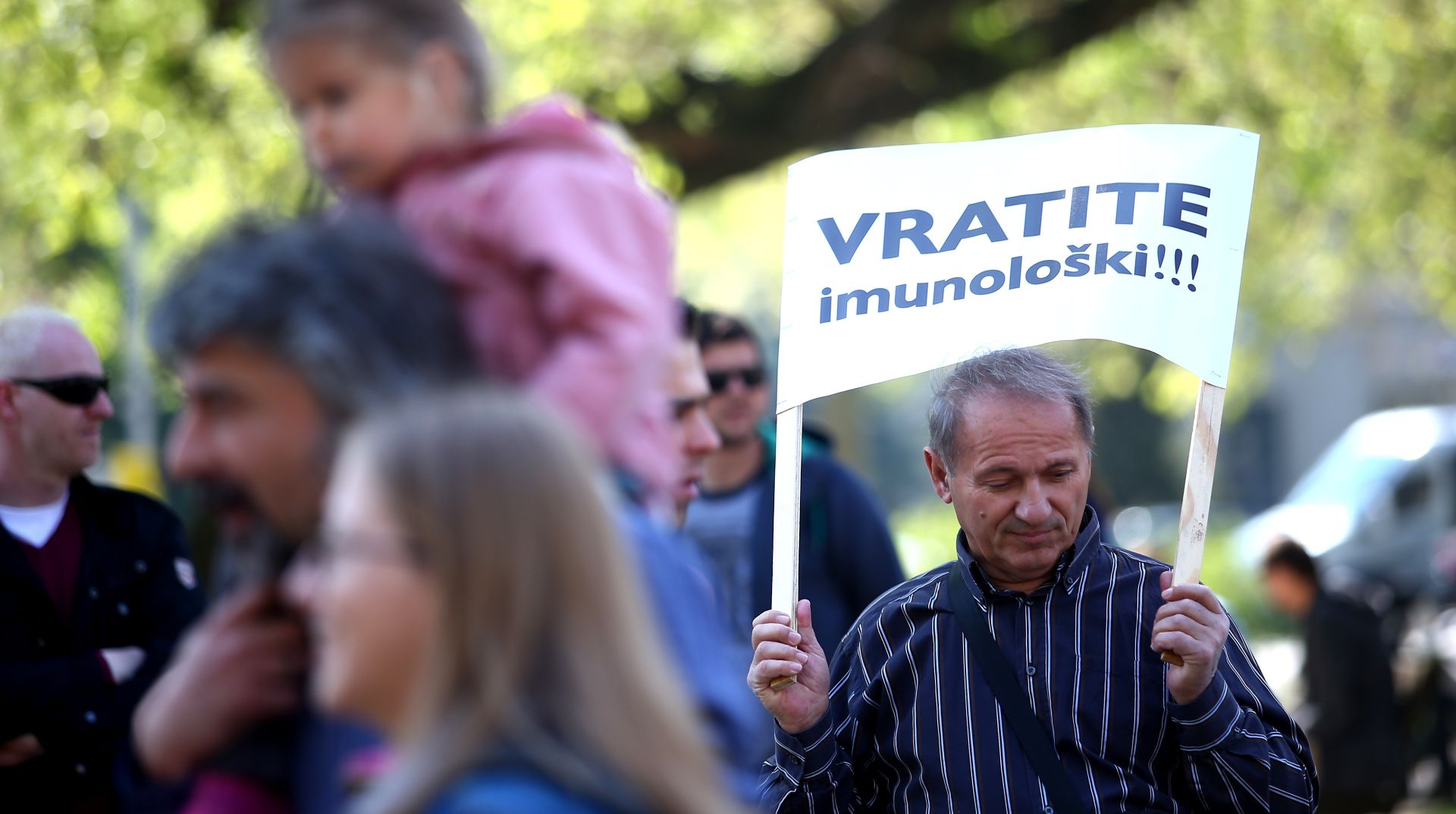 09.04.2017., Zagreb - Na trgu Francuske republike odrzano mirno okupljanje pod inicijativom mnogih zabrinutih roditelja koji su odlucili i na ovaj nacin odgovoriti represivnim mjerama i pritisku medija te cjelokupnog zakonodavnog i zdravstveno-obrazovnog sistema koji namece obvezu cijepljenja djece.
Photo: Slavko Midzor/PIXSELL