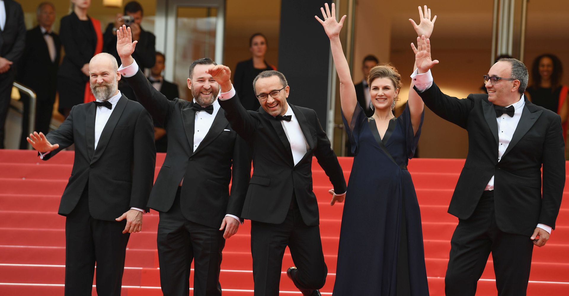 CANNES, FRANCE - MAY 18:  Cinematographer Mikhail Krichman, actor Alexey Rozin, director Andrey Zvyagintsev, actress Maryana Spivak and producer Alexander Rodnyansky attends the "Loveless (Nelyubov)" screening during the 70th annual Cannes Film Festival at Palais des Festivals on May 18, 2017 in Cannes, France.  (Photo by Pascal Le Segretain/Getty Images)
