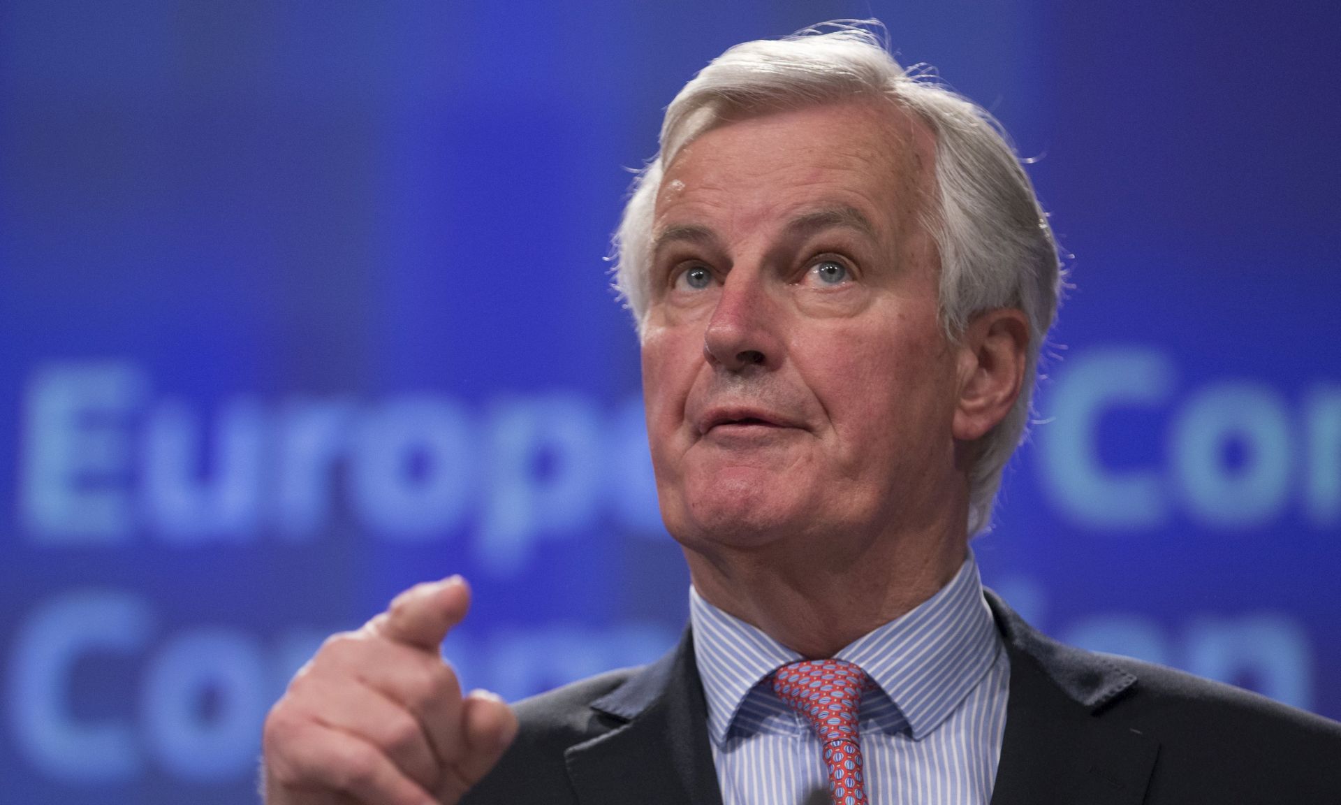 epa05941543 Michel Barnier the European Chief Negotiator of the Task Force for the Preparation and Conduct of the Negotiations with the United Kingdom under Article 50 gives a press conference in Brussels, Belgium, 03 May 2017. Michel Barnier presents adopted guidelines adopted on 29 April 2017 by Special European Council  on Article 50 and so-called 'Brexit'.  EPA/OLIVIER HOSLET