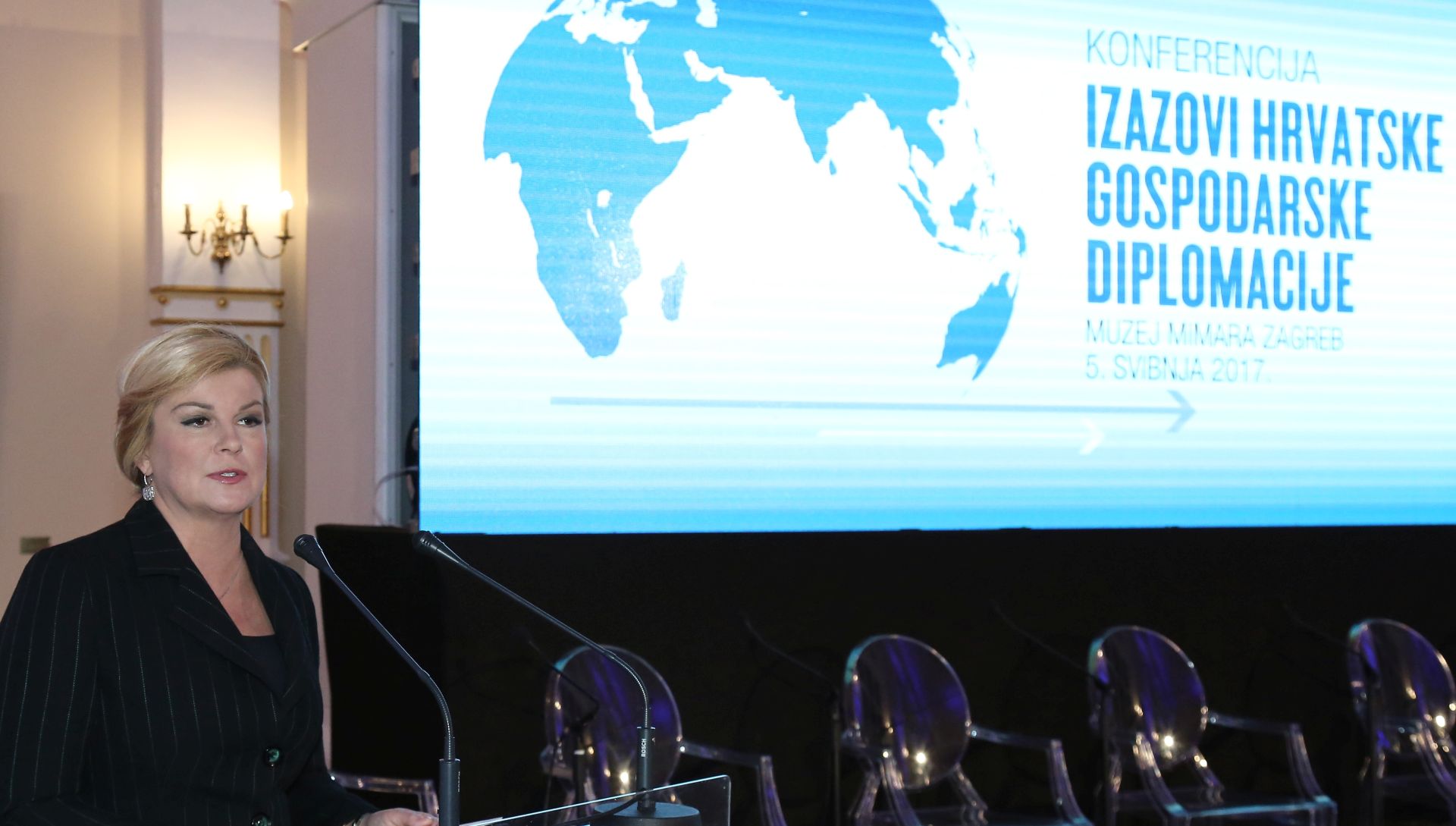 Zagreb, 5.05.2017. - Odrana je konferencija "Izazovi hrvatske gospodarske diplomacije" na kojoj je sudjelovala i predsjednica Republike Kolinda Grabar-Kitaroviæ.  foto HINA/Tomislav Pavlek/tp
