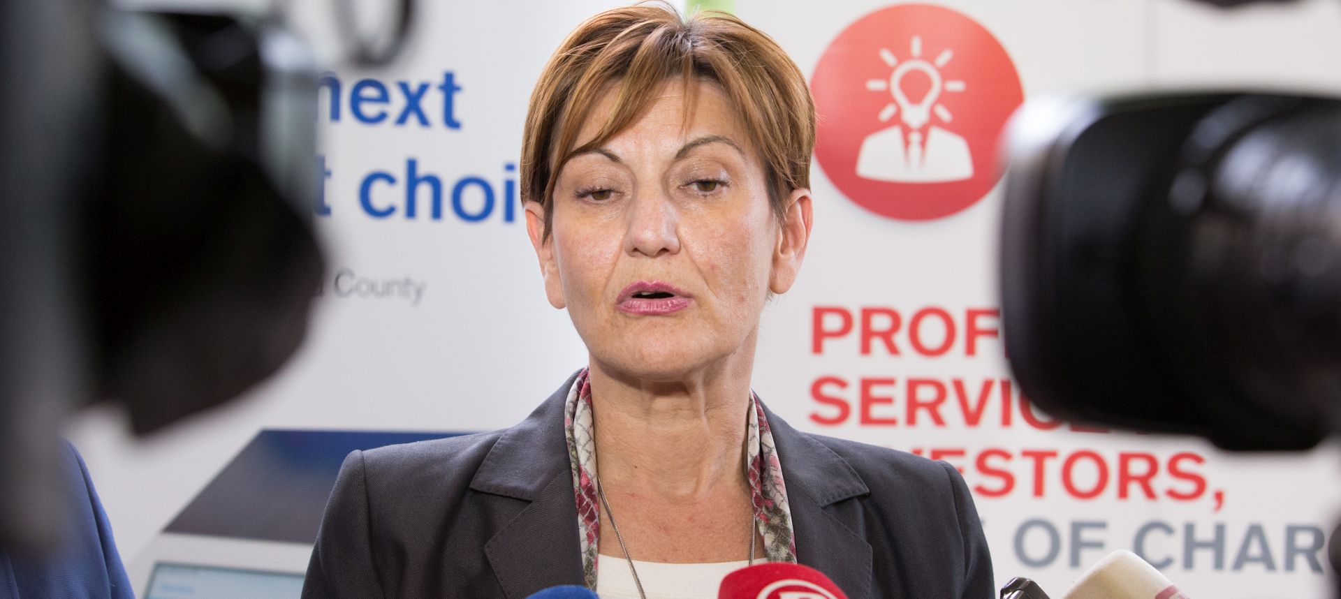 Sisak, 08.05.2017. - Predstavljanje projekta "Unaprjeđenje investicijskih potencijala hrvatskih županija" kojim se, kroz niz aktivnosti, planira pružiti podršku i Sisačko-moslavačkoj županiji u privlačenju novih investicija.  Na fotografiji ministrica Martina Dalić. 
foto HINA/ Daniel KASAP