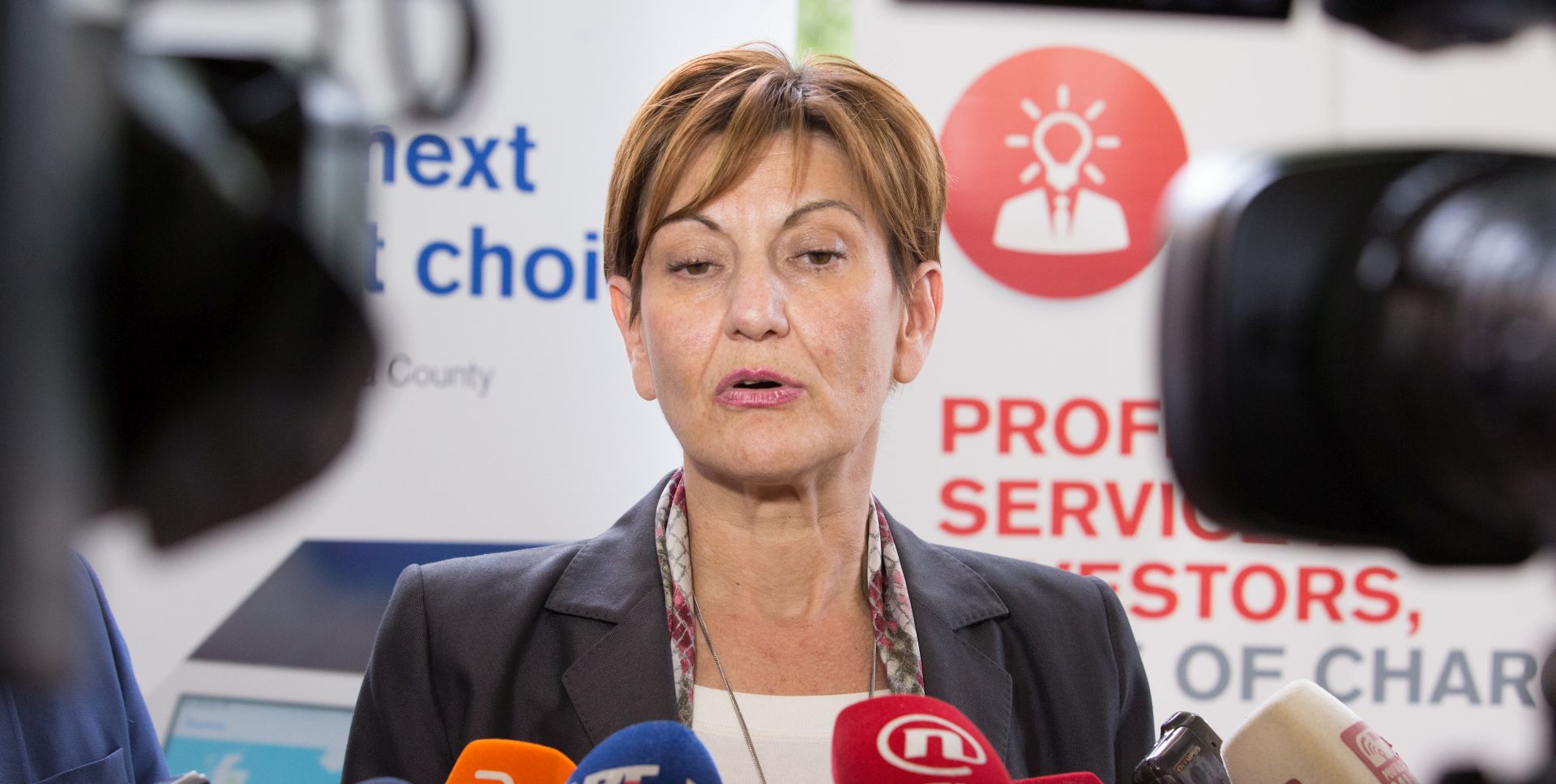 Sisak, 08.05.2017. - Predstavljanje projekta "Unaprjeđenje investicijskih potencijala hrvatskih županija" kojim se, kroz niz aktivnosti, planira pružiti podršku i Sisačko-moslavačkoj županiji u privlačenju novih investicija.  Na fotografiji ministrica Martina Dalić. 
foto HINA/ Daniel KASAP