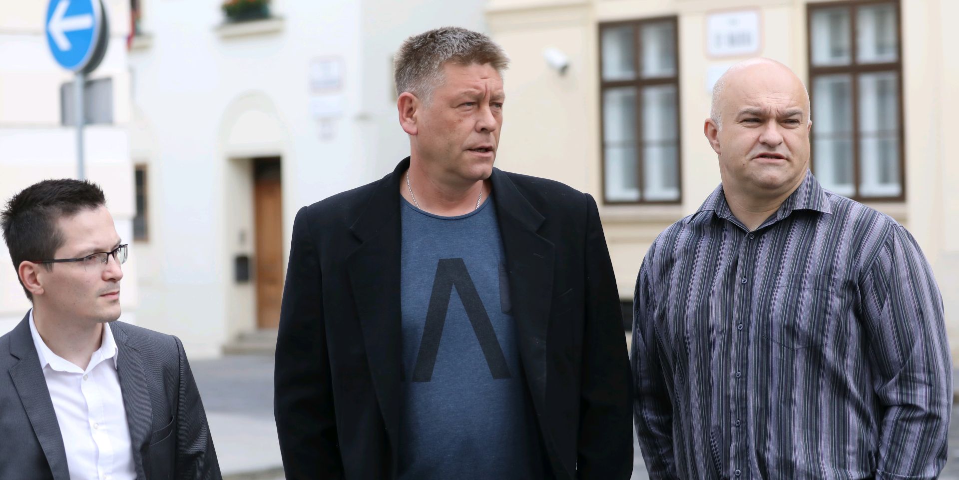 Zagreb, 25.05.2017. - Konferencija za medije Slobodne Hrvatske na Markovom trgu. Na fotografiji Ivan Pokupec, Danijel Galoviæ, Danijel Kristijan Rogina. foto HINA/ Lana SLIVAR DOMINIÆ/ lsd