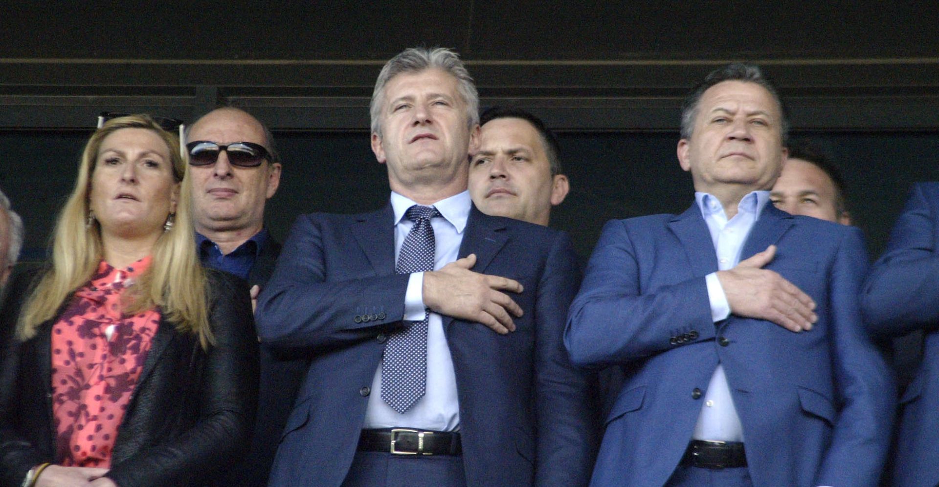 Rijeka, 03.05.2017. - Na stadionu Rujevica u srijedu je otvoreno Europsko nogometno prvenstvi U-17. Na slici Janica Kosteliæ, Davor uker i Damir Vrbanoviæ na utakmici prvog kola izmeðu Hrvatske i Italije.
foto HINA / Miljenko KLEPAC / ml