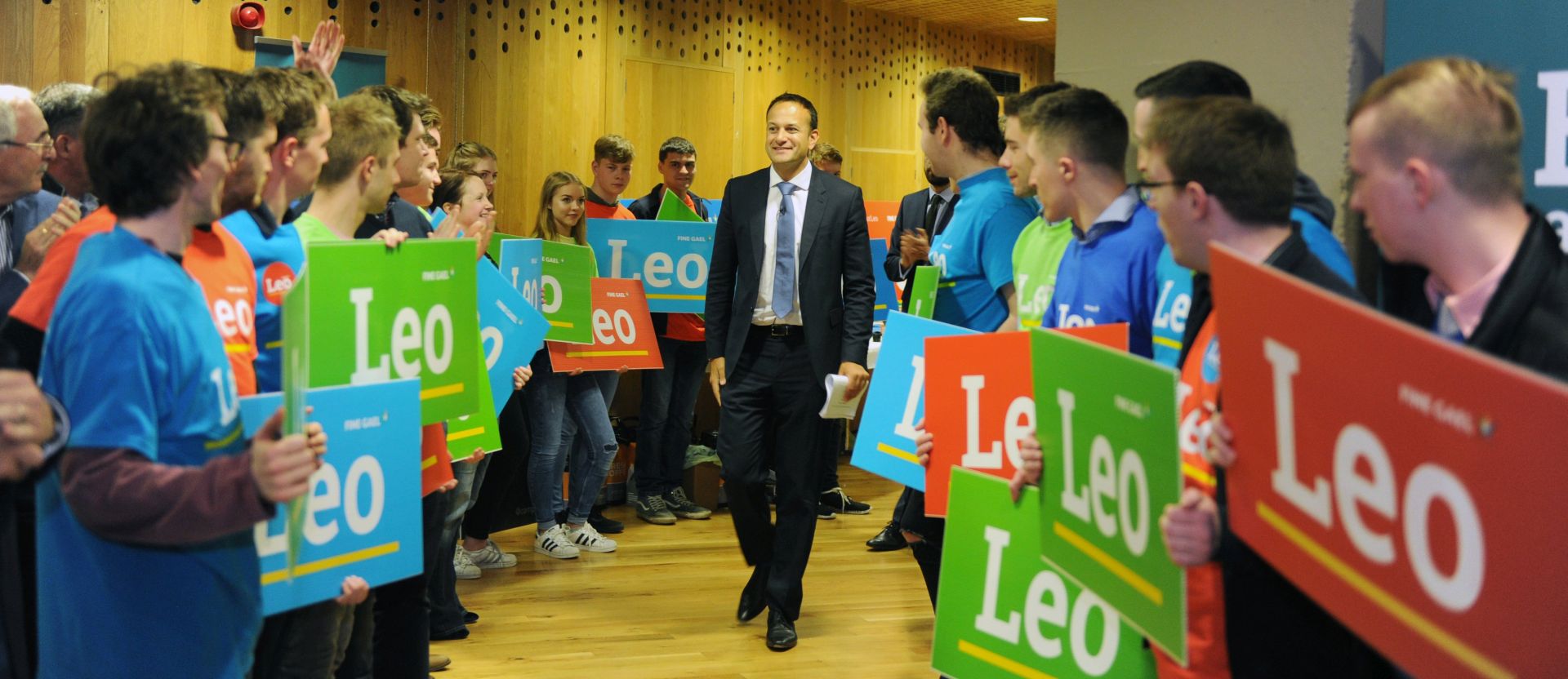 epa05976213 The Irish Minister for Social Protection, Leo Varadkar, smiles at the launch of his leadership campaign for the Fine Gael Party in Dublin, Ireland, 20 May 2017. Leo Varadkar is the favourite to win and become leader of the governing party in Ireland and subsequently next Prime minister of Ireland until the next general election.  EPA/Aidan Crawley
