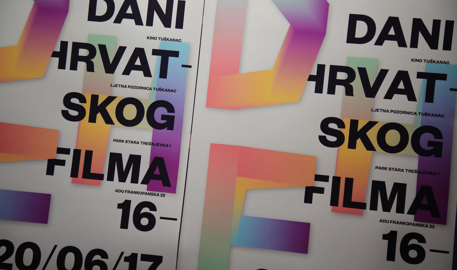 Zagreb, 25.05.2017. - Najavljen program 26. dana hrvatskog filma na konferenciji za novinare u Centru za kulturu Trenjevka. Program su predstavili koordinator izbornièkog tijela DHF-a Janko Heidl, predsjednica Vijeæa DHF-a Diana Nenadiæ i ravnateljica Centra za kulturu Trenjevka Ljiljana Periiæ. Na fotografiji vizual manifestacije. foto HINA /Zvonimir KUHTIÆ/ zk