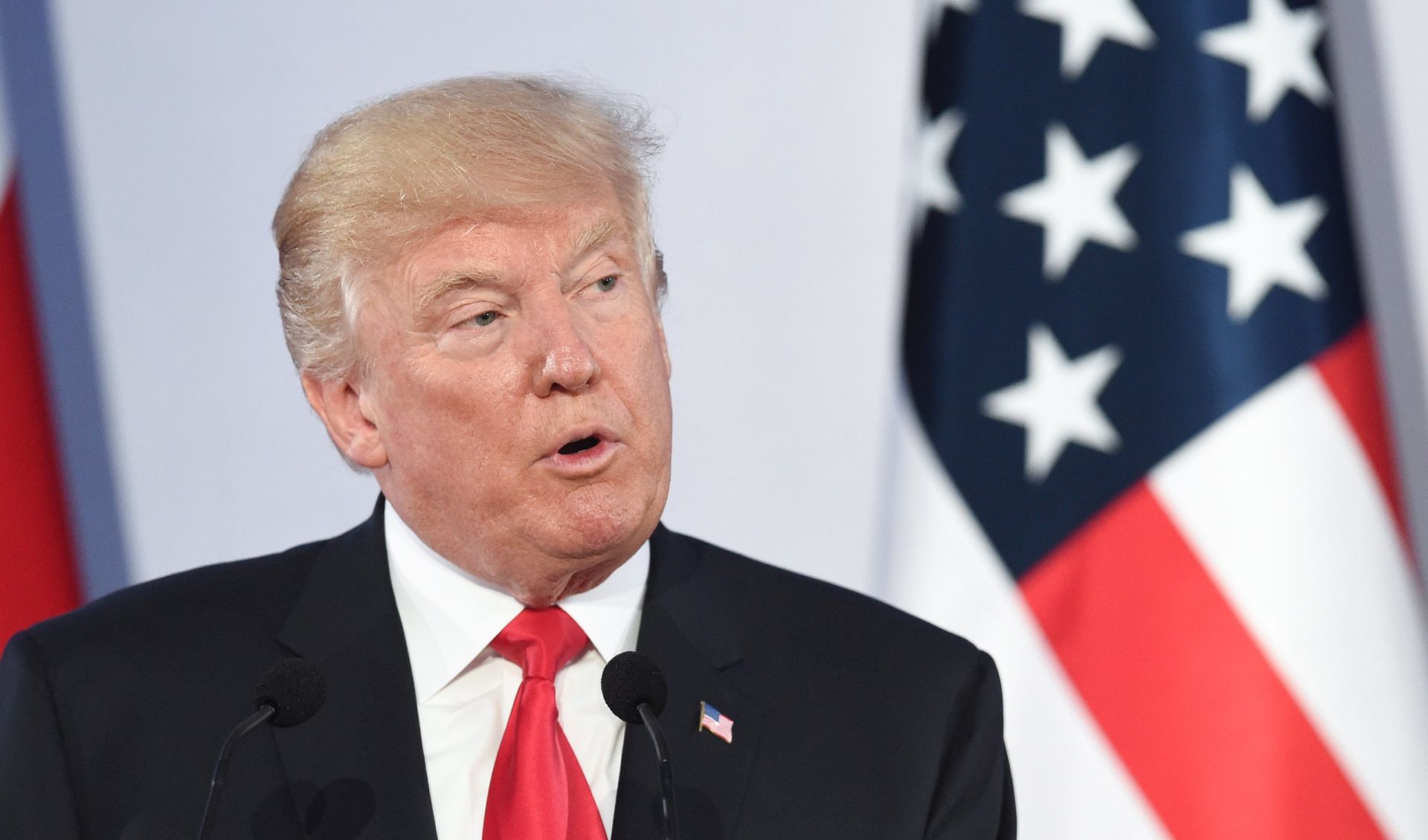 epa06069133 US President Donald J. Trump speaks during a press conference after meeting with President of Poland Andrzej Duda (not pictured) at the Royal Castle in Warsaw, Poland, 06 July 2017. Later this day, President Donald J. Trump will speak to the leaders of Three Seas Initiative nations and address the Polish people at Warsaw's Krasinski Square.  EPA/Radek Pietruszka POLAND OUT