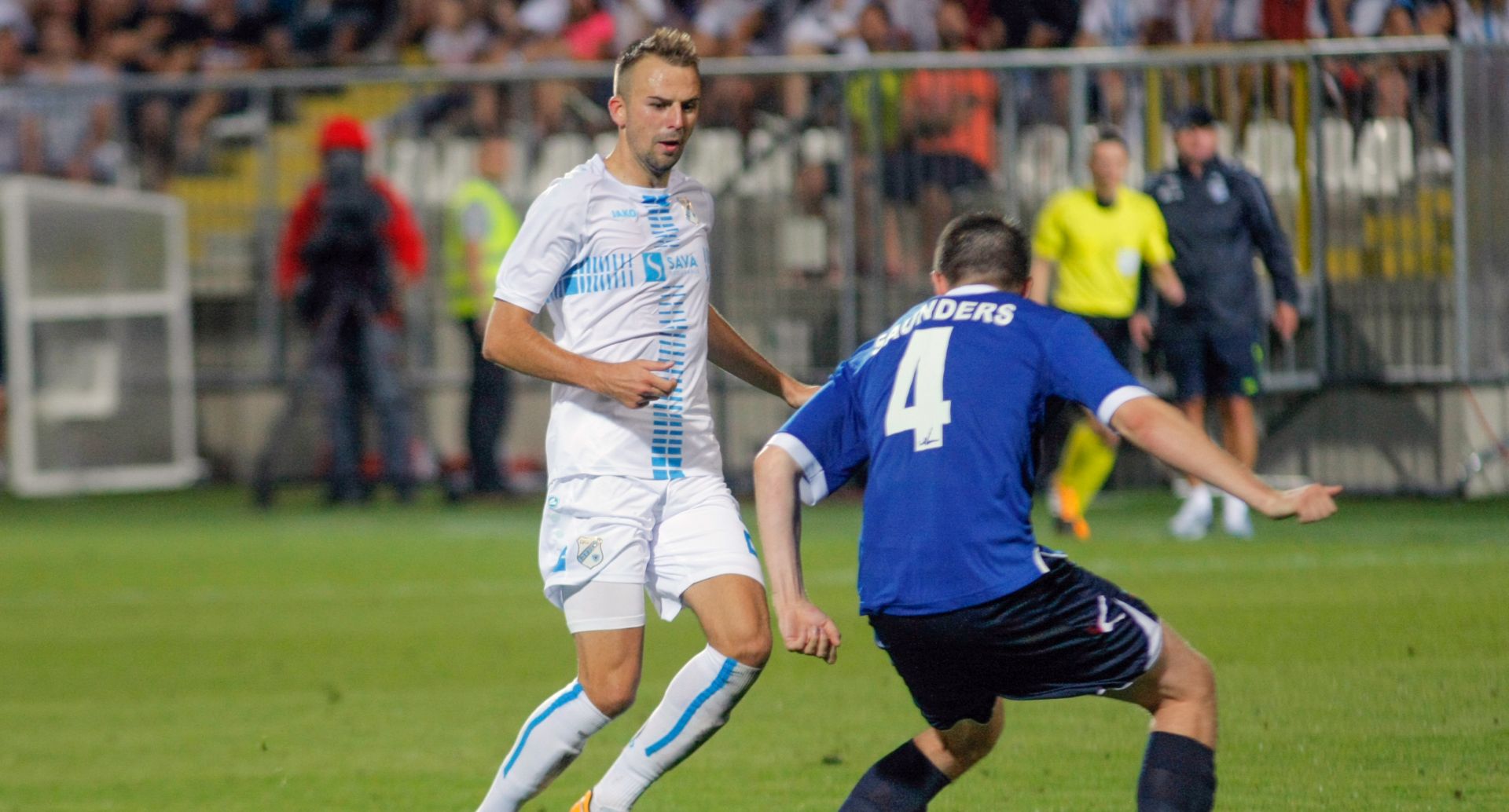 Rijeka, 11.07.2017. - Hrvatski nogometni prvak Rijeka otvorio je natjecanje u kvalifikacijama Lige prvaka pobjedom na Rujevici protiv velkog prvaka The New Saintsa 2-0 naèinivi veliki korak prema plasmanu u 3. pretkolo. Na fotografiji Josip Miiæ. foto HINA/Miljenko KLEPAC/lsd