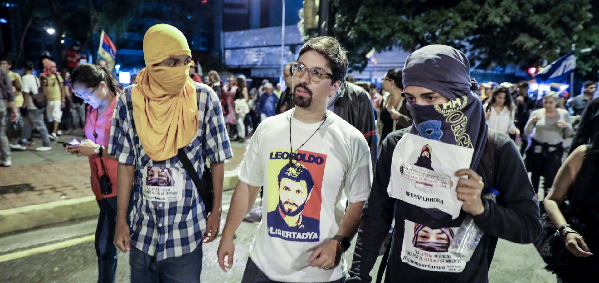 epa06086139 The First Vice-President of the National Assembly of Venezuela Freddy Guevara (C) and opposition sympathizers participate in a march held to memorialize people who have died during anti-government protests in Caracas, Venezuela, 13 July 2017. More than 90 people have died in anti-government protests that have rocked Venezuela since April.  EPA/MIGUEL GUTIERREZ