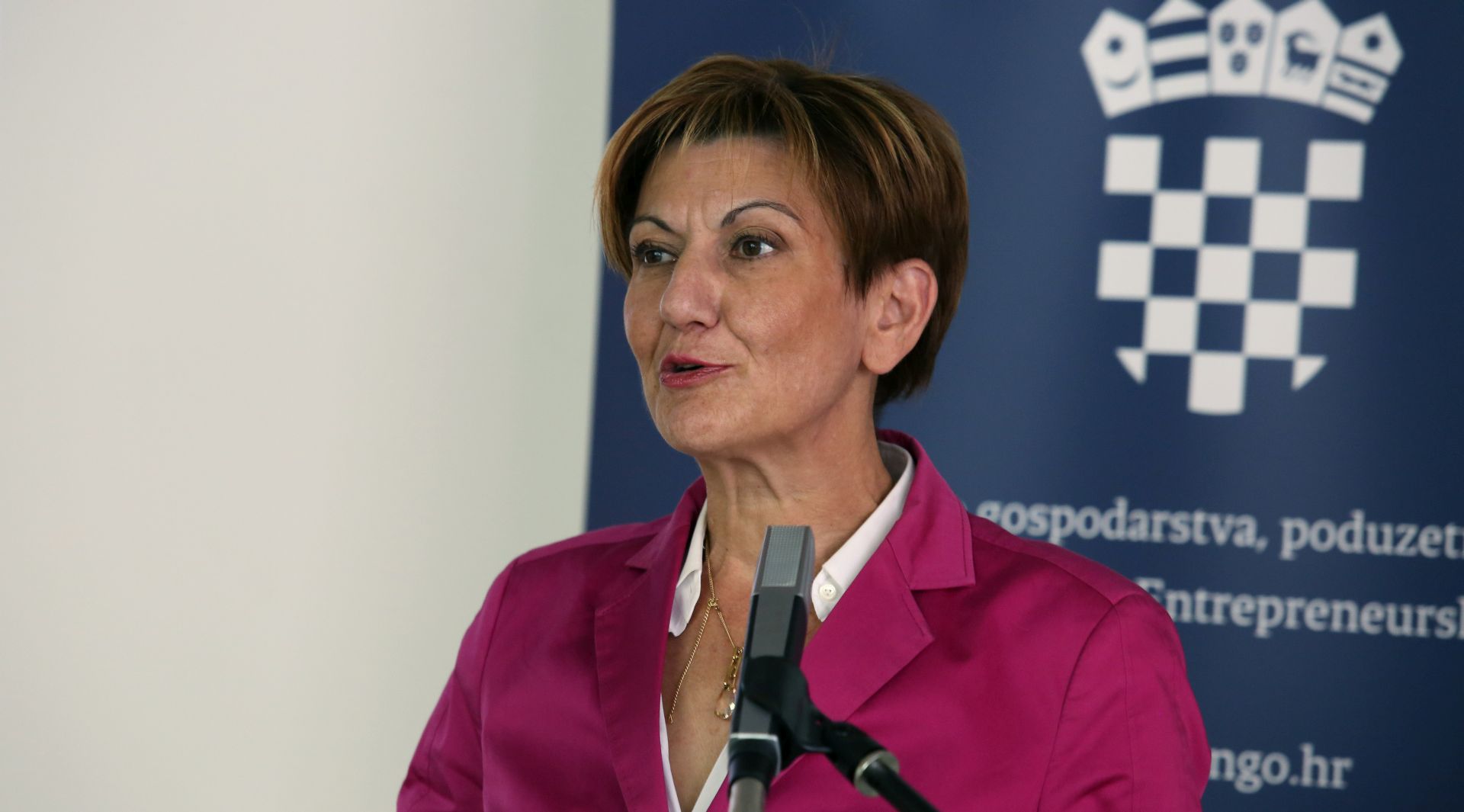Zagreb, 14.07.2017. - Ministarstvo gospodarstva, poduzetnitva i obrta dodijelilo 23 odluke o financiranju sukladno pozivu na dostavu projektnih prijedloga "Razvoj poslovne infrastrukture". Odluke o financiranju dodijelila je potpredsjednica Vlade i ministrica gospodarstva, poduzetnitva i obrta Martina Daliæ (na fotografiji). foto HINA /Zvonimir KUHTIÆ/ zk