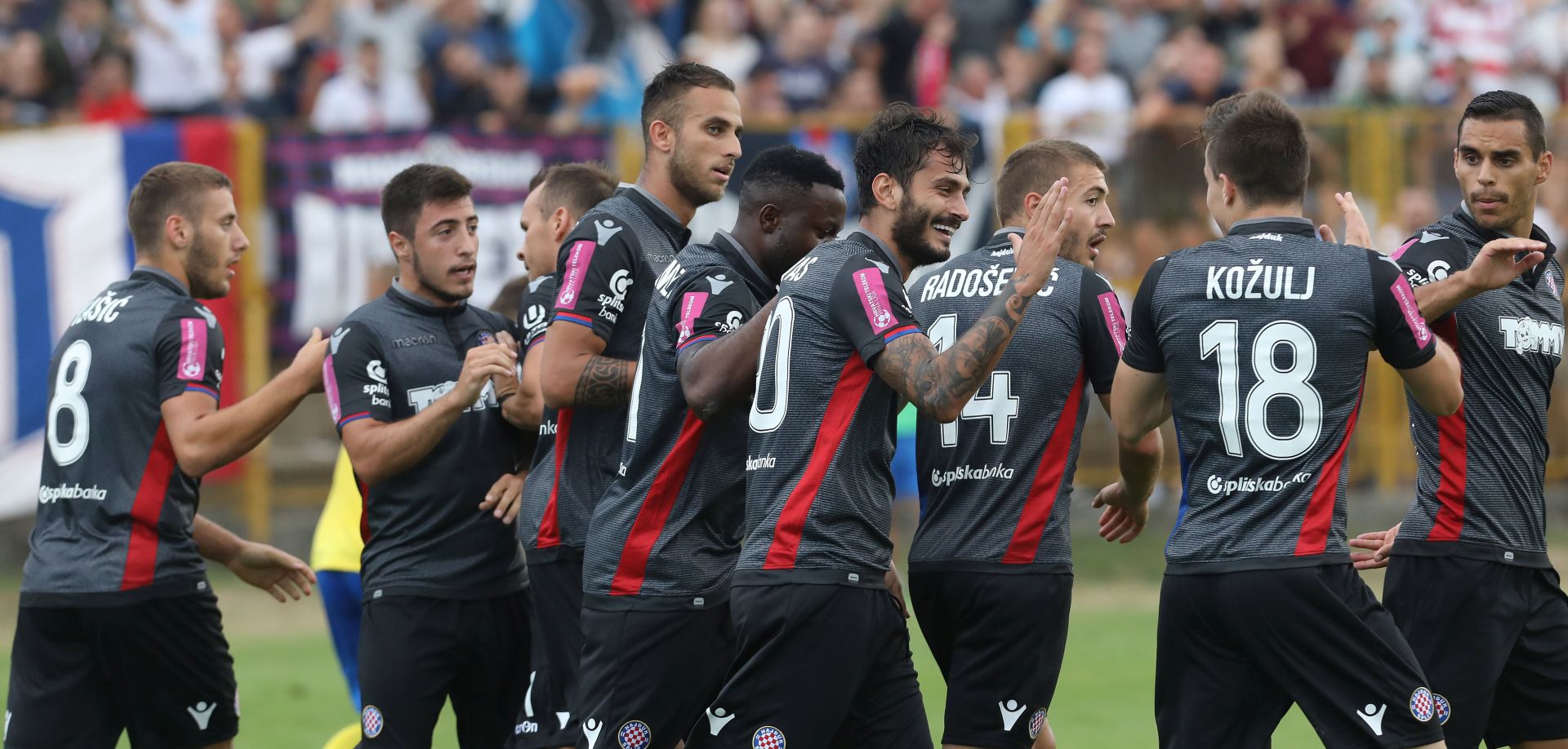 Zapreiæ, 23.07.2017. - Utakmica 2. kola Prve HNL: Inter - Hajduk. Na fotografiji slavlje nogometaa Hajduka nakon prvog pogotka. foto HINA/Lana SLIVAR DOMINIÆ/lsd