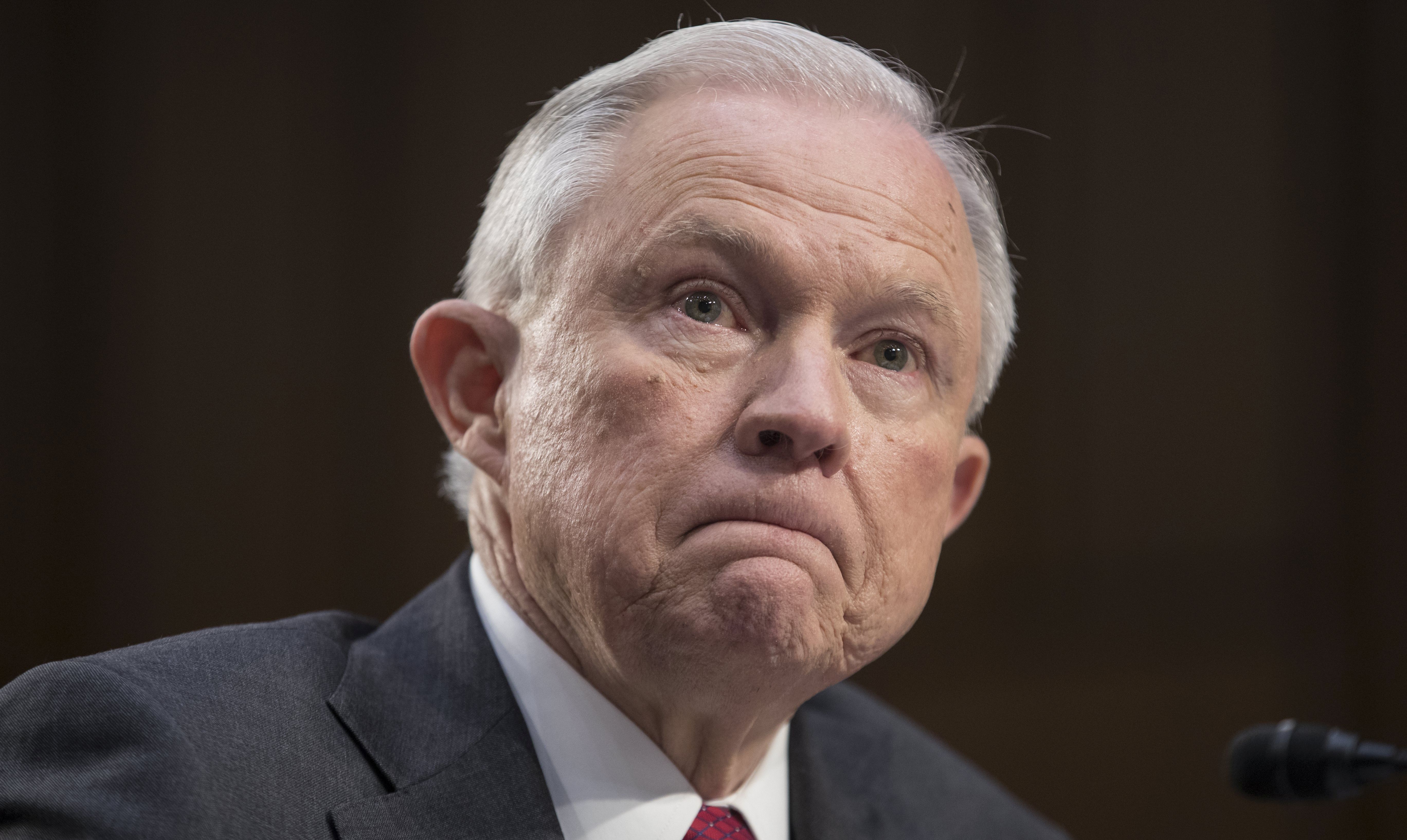 epa06108942 (FILE) - Attorney General Jeff Sessions appears before the Senate Intelligence Committee on the FBI's investigation into the Trump administration, and its possible collusion with Russia during the campaign, in the Hart Senate office Building in Washington, DC, USA, 13 June 2017 (reissued 25 July 2017). In Twitter messages on 25 July 2017, US President Donald J. Trump has renewed verbal attacks on Sessions over his response on alleged 'crimes' by Hillary Clinton.  EPA/MICHAEL REYNOLDS