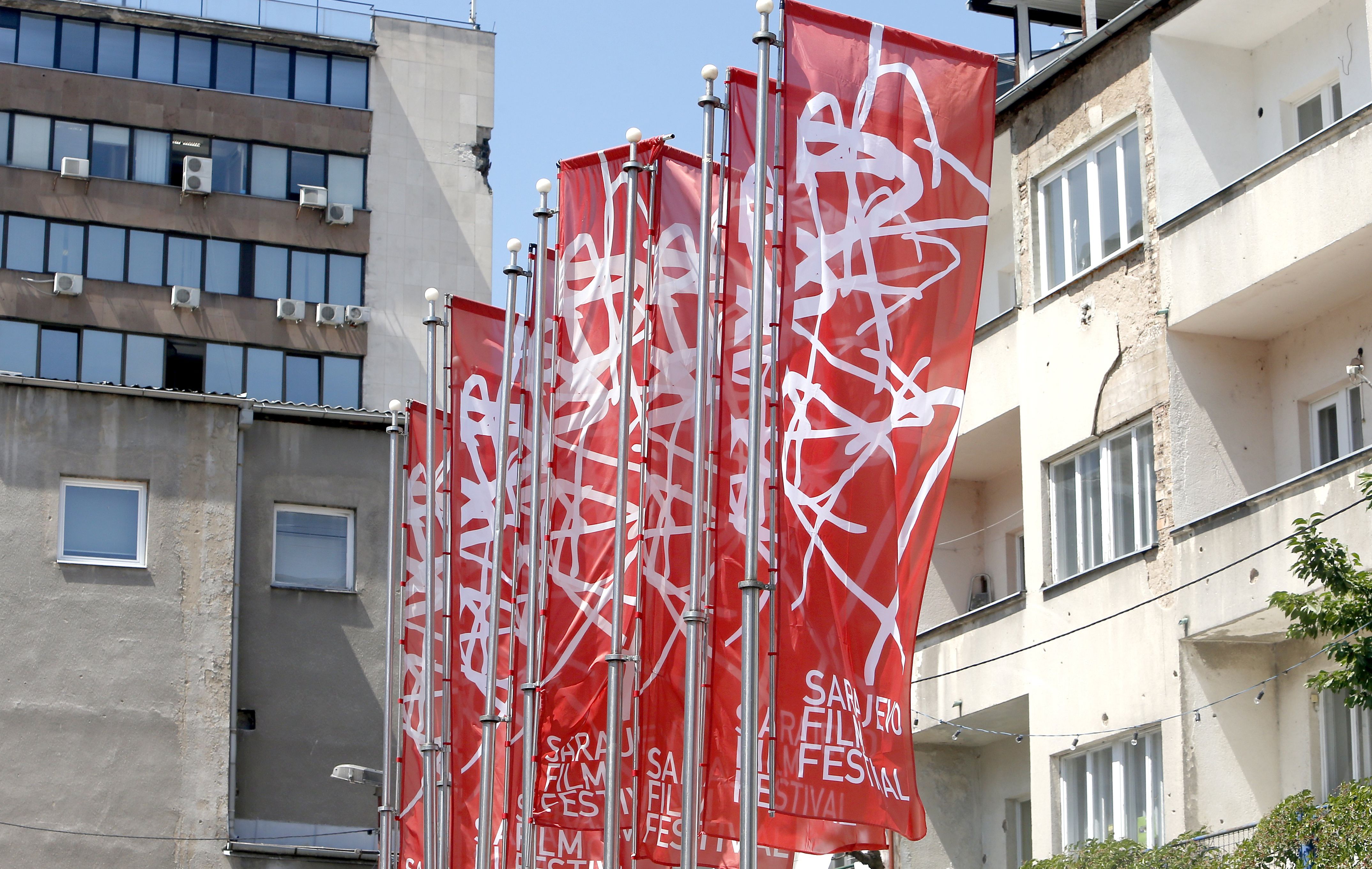 epa06131882 Flags for the 23 Sarajevo Film Festival on Open Cinema, Sarajevo, Bosnia and Herzegovina, 08 August 2017. The festival running from 11 to 18 August will present more than 235 films.  EPA/FEHIM DEMIR