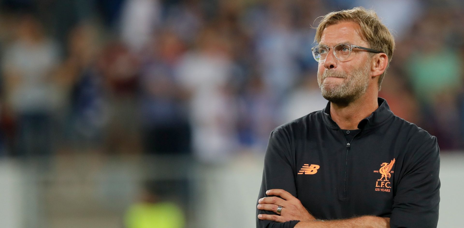 epa06146122 Liverpool's head coach Juergen Klopp looks on during the UEFA Champions League play off first leg match between TSG 1899 Hoffenheim and FC Liverpool in Sinsheim, Germany, 15 August 2017.  EPA/RONALD WITTEK