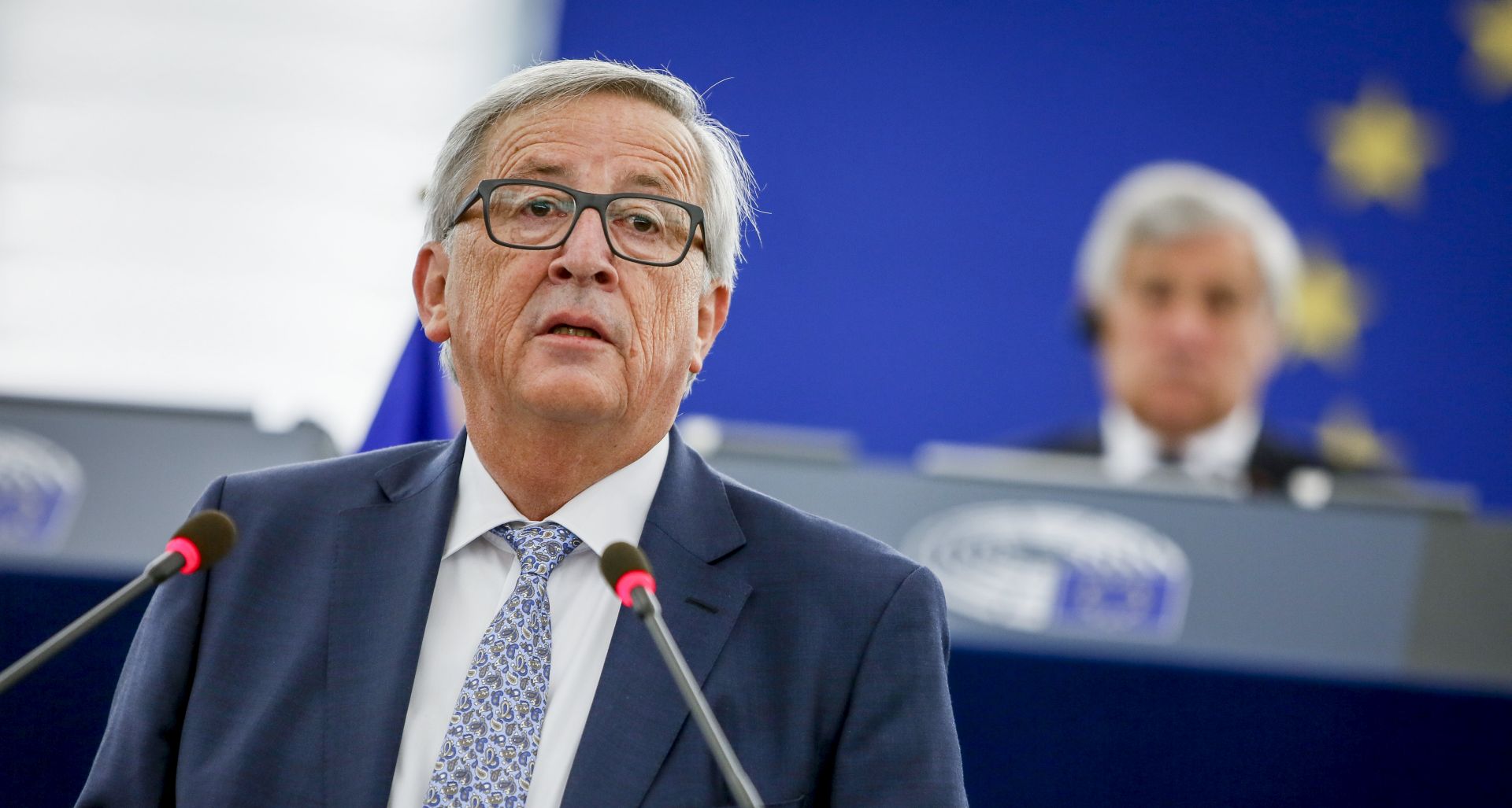 epa06201717 A handout photo made available by the European Parliament on 13 September 2017 shows European Commission President Jean-Claude Juncker chairing key debate on the State of the Union 2017 at the European Parliament in Strasbourg, France, 13 September 2017.  EPA/MATHIEU CUGNOT / EUROPEAN PARLIAMENT HANDOUT  HANDOUT EDITORIAL USE ONLY/NO SALES