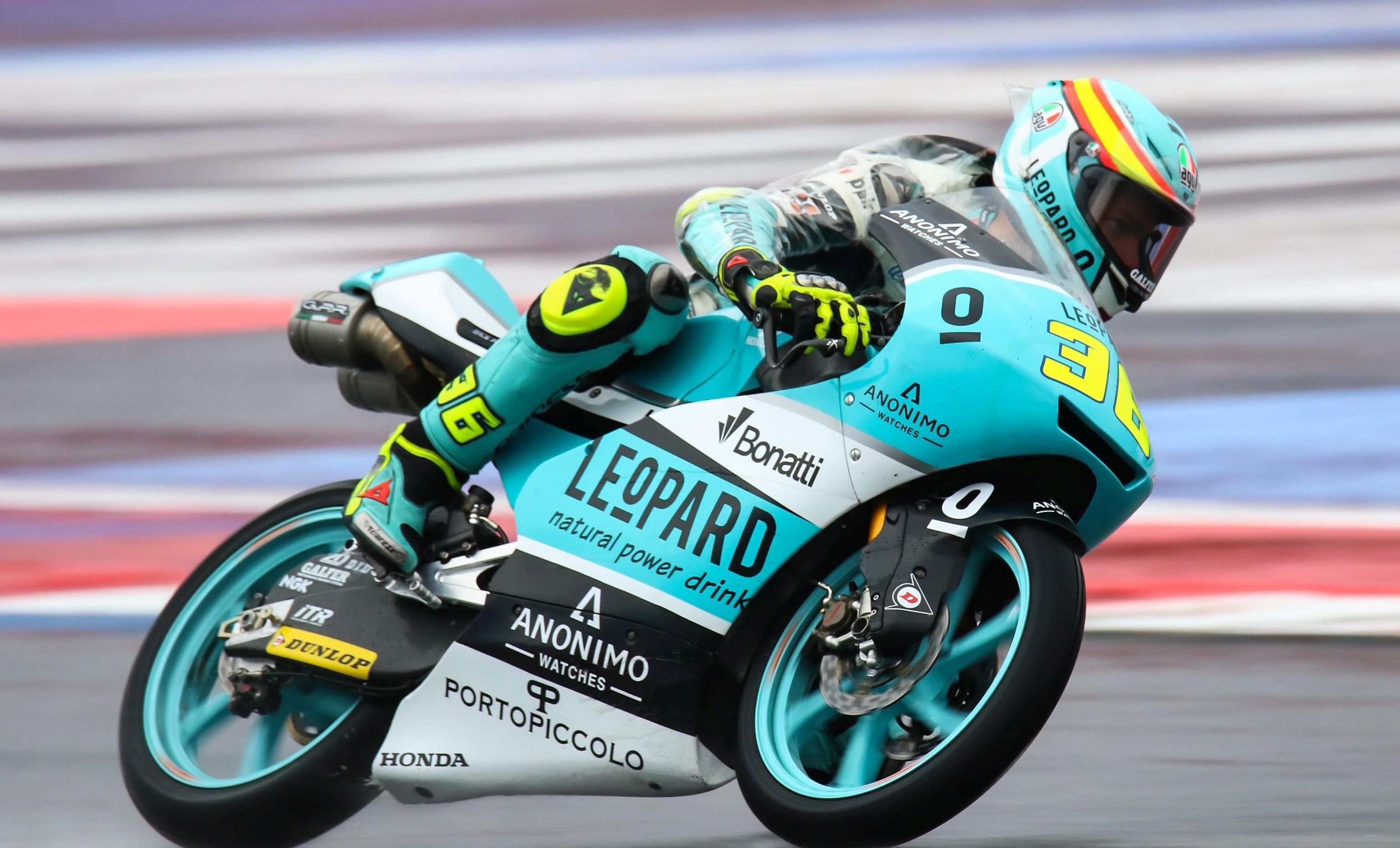 epa06195839 Second placed Spanish rider Joan Mir of Leopard Racing in action during the Grand Prix of San Marino and Riviera of Rimini at Misano circuit, in Misano Adriatico, Italy, 10 September 2017.  EPA/Fabrizio Petrangeli