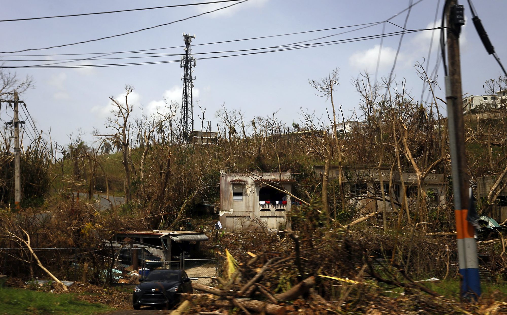 epa06229239 View of some of the damages in the aftermath of the passage of Hurricane Maria in Aguas Bravas, Puerto Rico, 26 September 2017. Puerto Rico continues to face a critical situation due to the passage of Hurricane Maria that destroyed its infrastructures, which maintains the island with virtually no electricity supply, while fuel is scarce in the streets due to distribution problems.  EPA/Thais Llorca