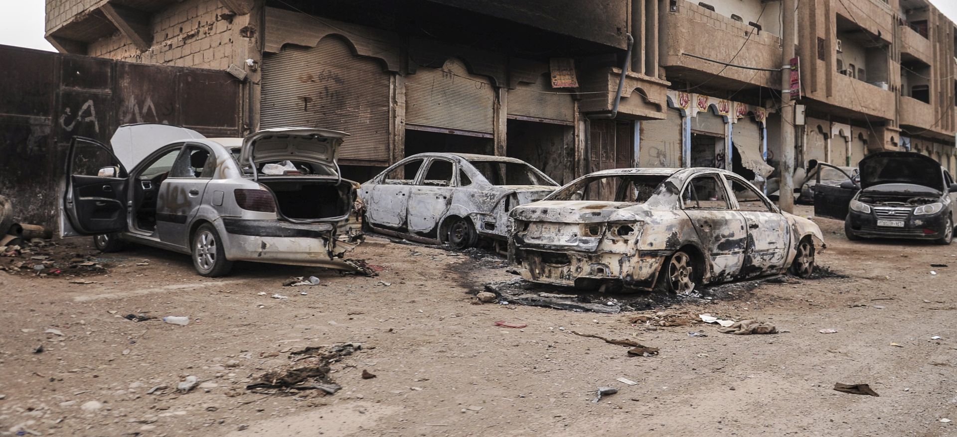 epa06346939 An undated handout photo made available on 23 November 2017 by the Syriaâ€™s Arab News Agency (SANA) showing the damage buildings in the vicinity of Al-Boukamal city in the countryside of Deir Ezzor, Syria. According to SANA Russian strategic bombers destroyed on 17 November command sites, gatherings, and armored vehicles for Daesh (ISIS) terrorist organization in the vicinity of al-Boukamal city in the countryside of Deir Ezzor. The Russian Defense Ministry said in a statement that on November 17th 2017, six Tupolev-22M3 long-range bombers left an airbase in Russia, crossed Iranian and Iraqi airspace, and carried out a massive airstrike against facilities of the terrorist organization Daesh near Abu Kamal, in Syriaâ€™s Deir Ezzor province, and the targets included strongholds, manpower, and armored vehicles.  EPA/SANA / HANDOUT  HANDOUT EDITORIAL USE ONLY/NO SALES