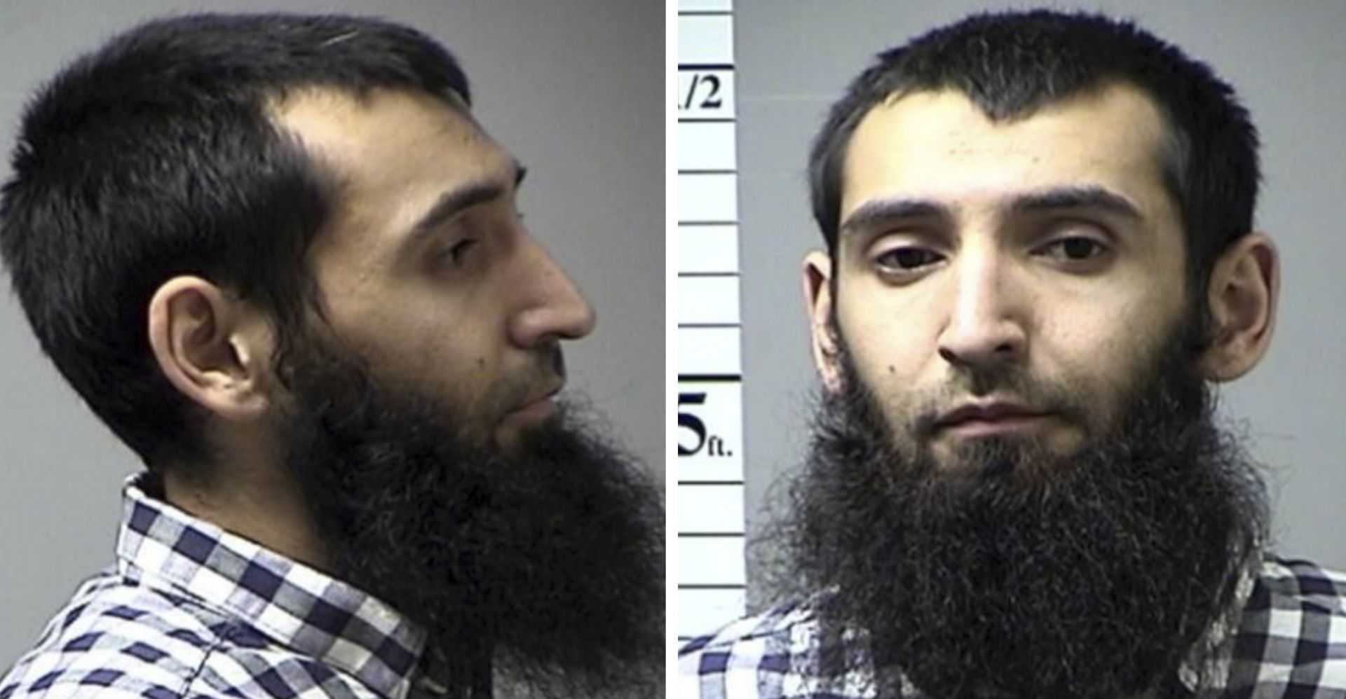 epa06301900 An undated handout combo picture made available on 01 November 2017 by the St. Charles County, Missouri, Department of Corrections shows Sayfullo Saipov following his October 2016 traffic arrest. Sayfullo Saipov is reportedly the suspect in an attack on bicyclists and pedestrians in New York, New York, USA, on 31 October 2017. According to reports eight people were killed and 11 others were injured by a rented truck that was driven by Saipov down a bicycle path before it crashed.  EPA/ST. CHARLES COUNTY DEPARTMENT OF CORRECTIONS / HANDOUT HANDOUT  HANDOUT EDITORIAL USE ONLY/NO SALES
