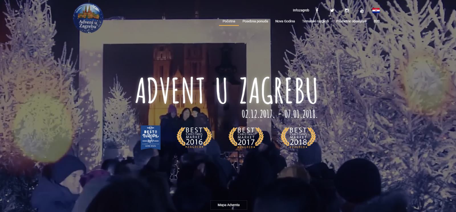 Screenshot adventzagreb.hr