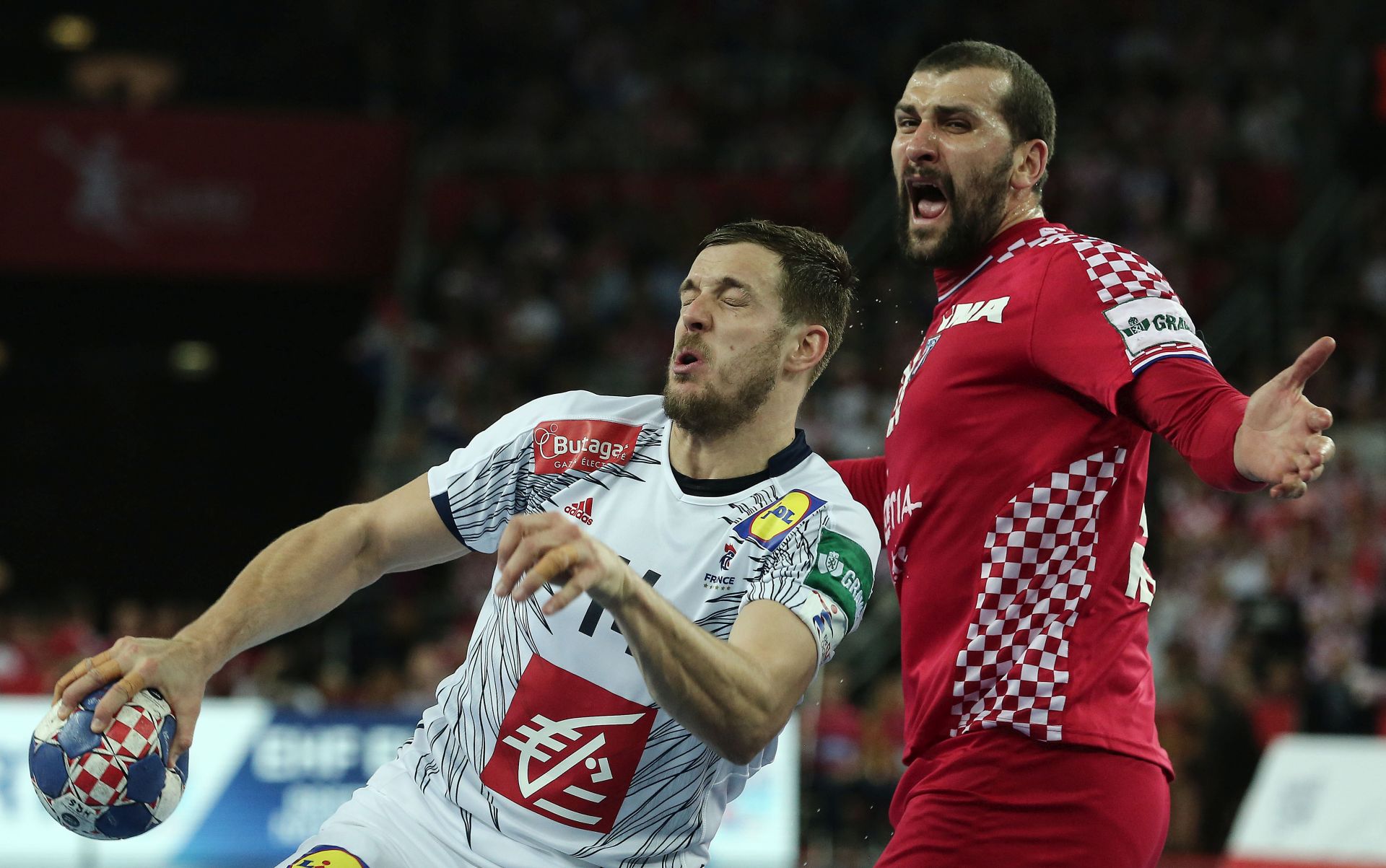 Zagreb, 24.01.2018. - Utakmica skupine 1 Europskog prvenstva za rukometaše između Hrvatske i Francuske. Na slici Mahe Kentin (14) Francuska.
foto HINA/ Tomislav PAVLEK /tp