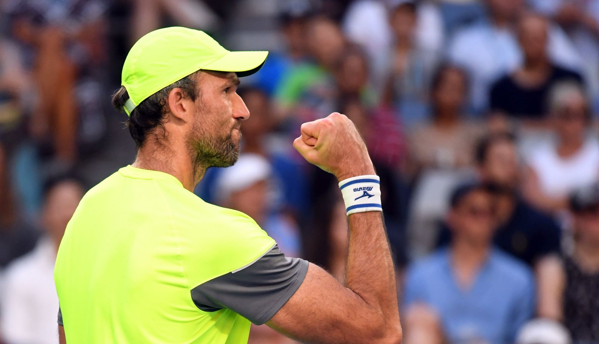 epa06452703 Ivo Karlovic of Croatia reacts during his men's singles third round match against Andreas Seppi of Italy at the Australian Open tennis tournament in Melbourne, Victoria, Australia, 19 January 2018.  EPA/JOE CASTRO  AUSTRALIA AND NEW ZEALAND OUT
