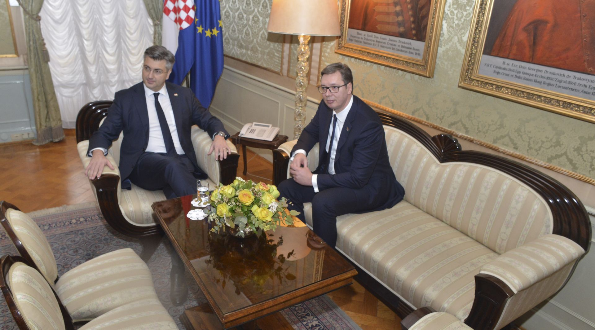 Zagreb, 12.02.2018 - Prijedsednik Vlade Andrej Plenković primio je srbijanskog predsjednika Aleksandra Vučića koji je u službenom posjetu RH.
foto HINA/ Admir BULJUBAŠIĆ/ abu