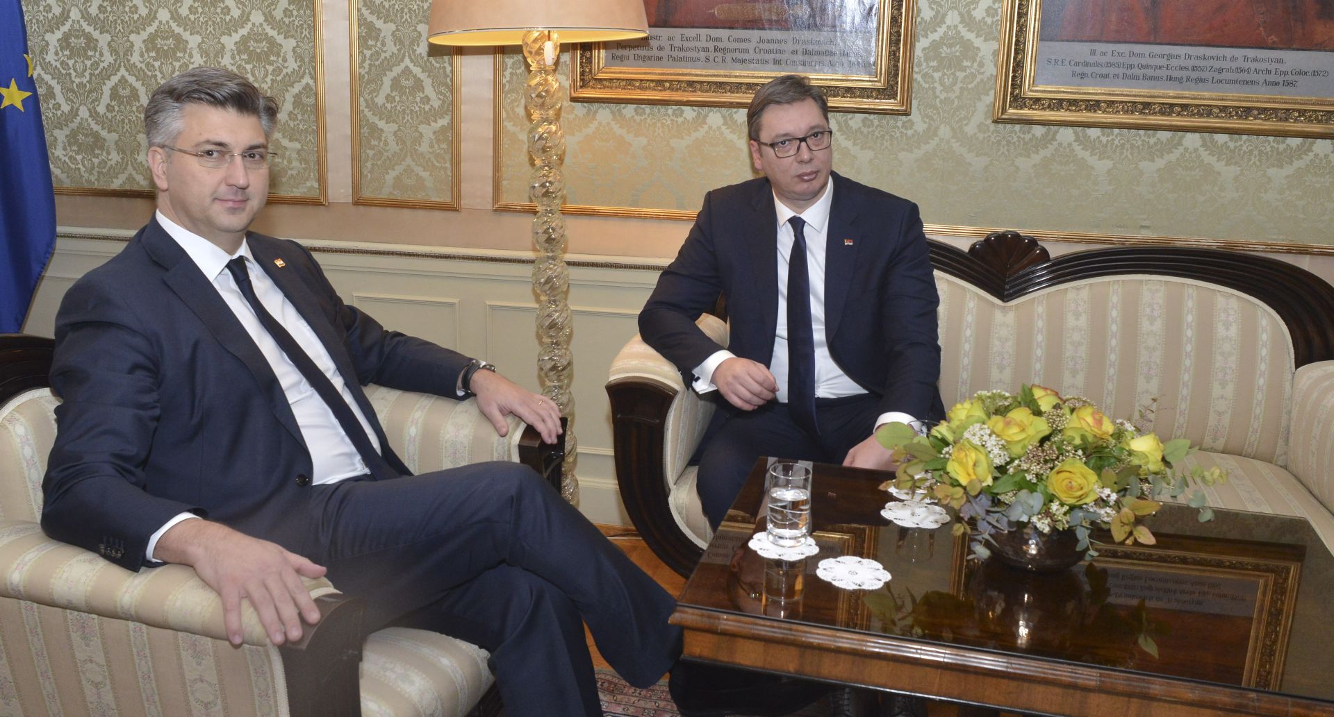 Zagreb, 12.02.2018 - Prijedsednik Vlade Andrej Plenković primio je srbijanskog predsjednika Aleksandra Vučića koji je u službenom posjetu RH.
foto HINA/ Admir BULJUBAŠIĆ/ abu