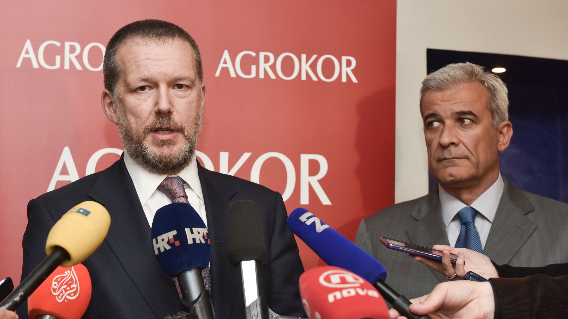 28.04.2017., Zagreb - Nakon Brifinga u prostorijama Agrokora Ante Ramljak i Alastair Beveridge odgovarali su na novinarska pitanja.
Photo: Davor Visnjic/PIXSELL