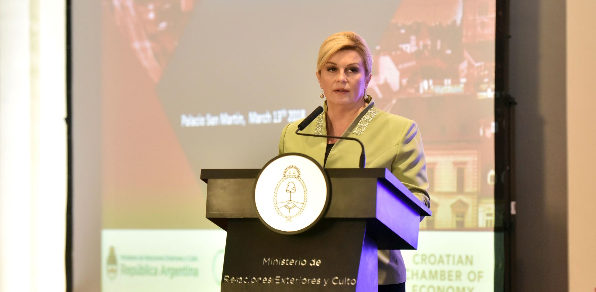 Buenos Aires, 13.3.2018. - Predsjednica Kolinda Grabar-Kitaroviæ (na slici) sudjelovala je na argentinsko-hrvatskom poslovnom forumu.
foto HINA/ Ured Predsjednice/ ml