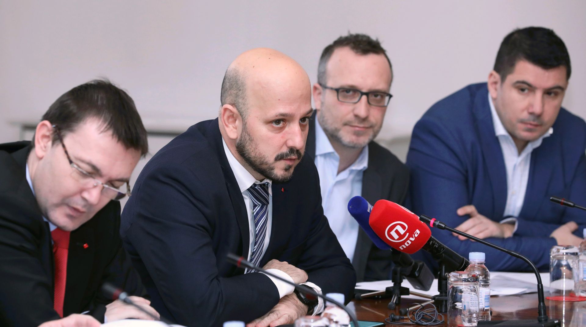 Zagreb, 15.03.2018. - Nastavak 31. sjednice Odbora za Ustav, Poslovnik i politièki sustav. Na fotografiji Arsen Bauk, Gordan Maras, Marko Sladoljev, Nikola Grmoja.
foto HINA/ Lana SLIVAR DOMINIÆ/ lsd