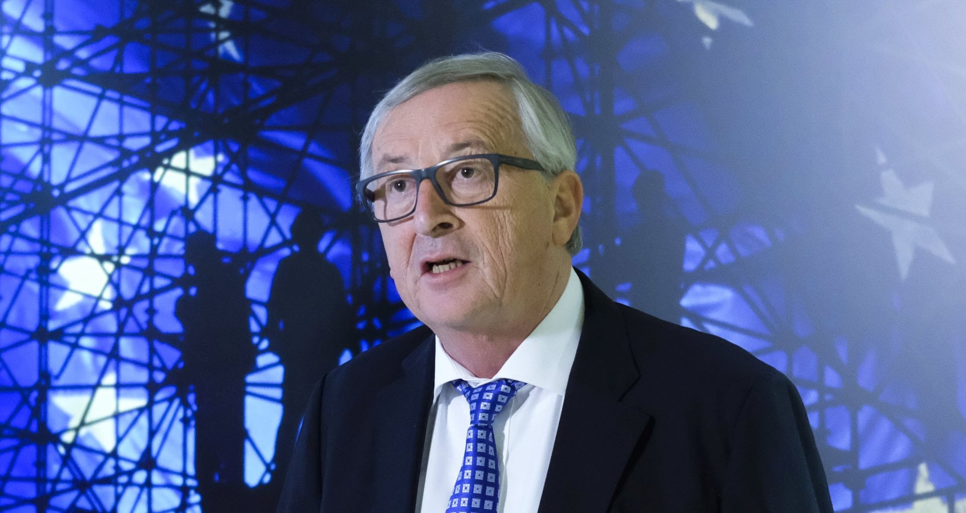 epa06664281 EU commission President Jean-Claude Juncker speaks during a press briefing at the end of his meeting with Kyrgyzstan's President Sooronbay Jeenbekov (not pictured) in Brussels, Belgium, 12 April  2018. Sooronbay Jeenbekov was scheduled to meet with Donald Tusk, Jean-Claude Juncker, chairman of the European Parliament Antonio Tajani, as well as the European Union High Representative for Foreign Affairs and Security Policy Federico Mogherini.  EPA/OLIVIER HOSLET
