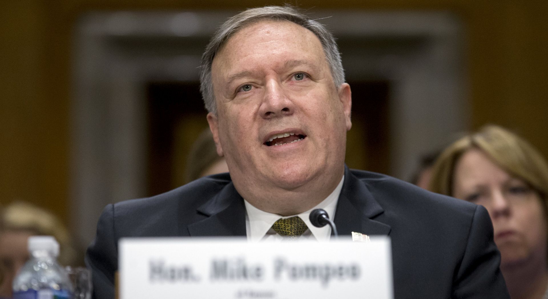 epa06676145 (FILE) - CIA Director Mike Pompeo appears before the Senate Foreign Relations Committee hearing on his nomination to be Secretary of State, on Capitol Hill in Washington, DC, USA, 12 April 2018 (reissued 18 April 2018). Mike Pompeo travelled to Pyongyang over Easter weekend for a secret meeting with North Korean leader Kim Jong-un to prepare for direct talks between US President Donald Trump and Kim, US media report.  EPA/MICHAEL REYNOLDS