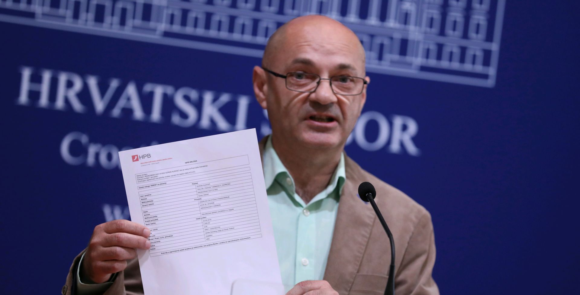 Zagreb, 03.05.2018. - Konferencija za medije Kluba zastupnika ivog zida i SNAGA-e "Vanost osnivanja Etiène banke u Republici Hrvatskoj". Na fotografiji zastupnik Goran Aleksiæ. foto HINA/ Lana SLIVAR DOMINIÆ/ lsd