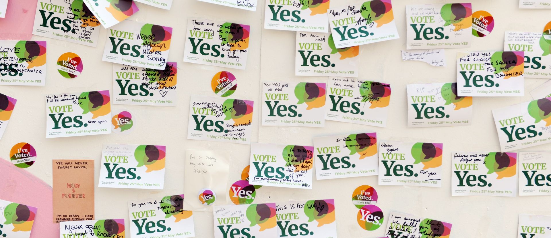 epa06764234 Messages left on a mural in Dublin, Ireland, 26 May 2018, depicting Indian woman Savita Halappanavar who died as a result of pregnancy complications while living in Ireland, and has become the face of the 'Yes' campaign in the legalisation of abortion in Ireland. Irish people went to the polls 25 May to decide if abortion can be legislatied for thus removing the protection of the unborn from the Irish Constitution.  EPA/AIDAN CRAWLEY