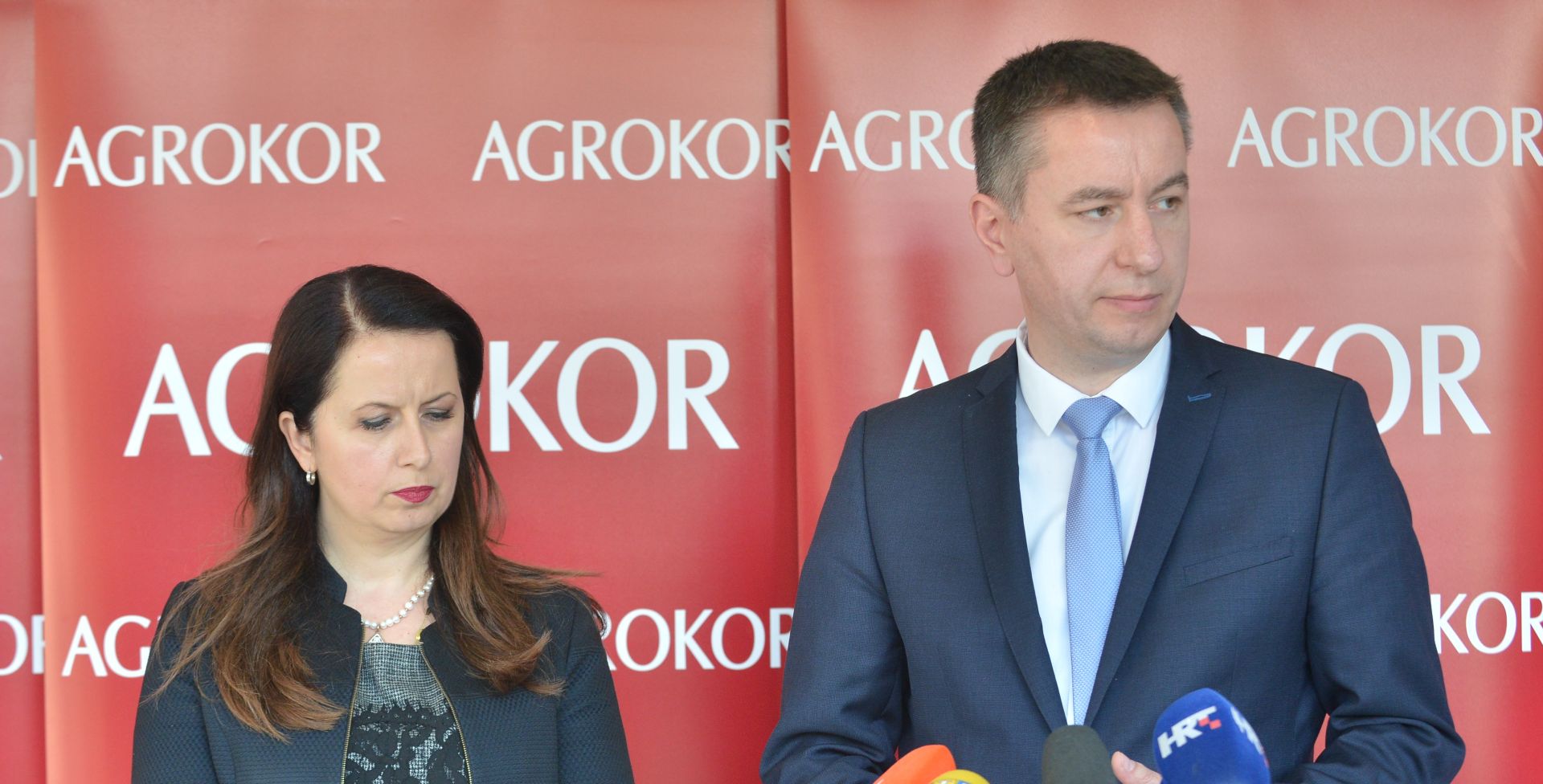 Zagreb, 27.04.2018 -  Agrokor, konferencija za medije na kojoj su predstavljeni nerevidirani financijski rezultat Agrokora d.d. i Agrokor grupe. Na fotografiji  Irena Weber, Fabris Peruko.
foto HINA/ Admir BULJUBAIÆ/ abu
