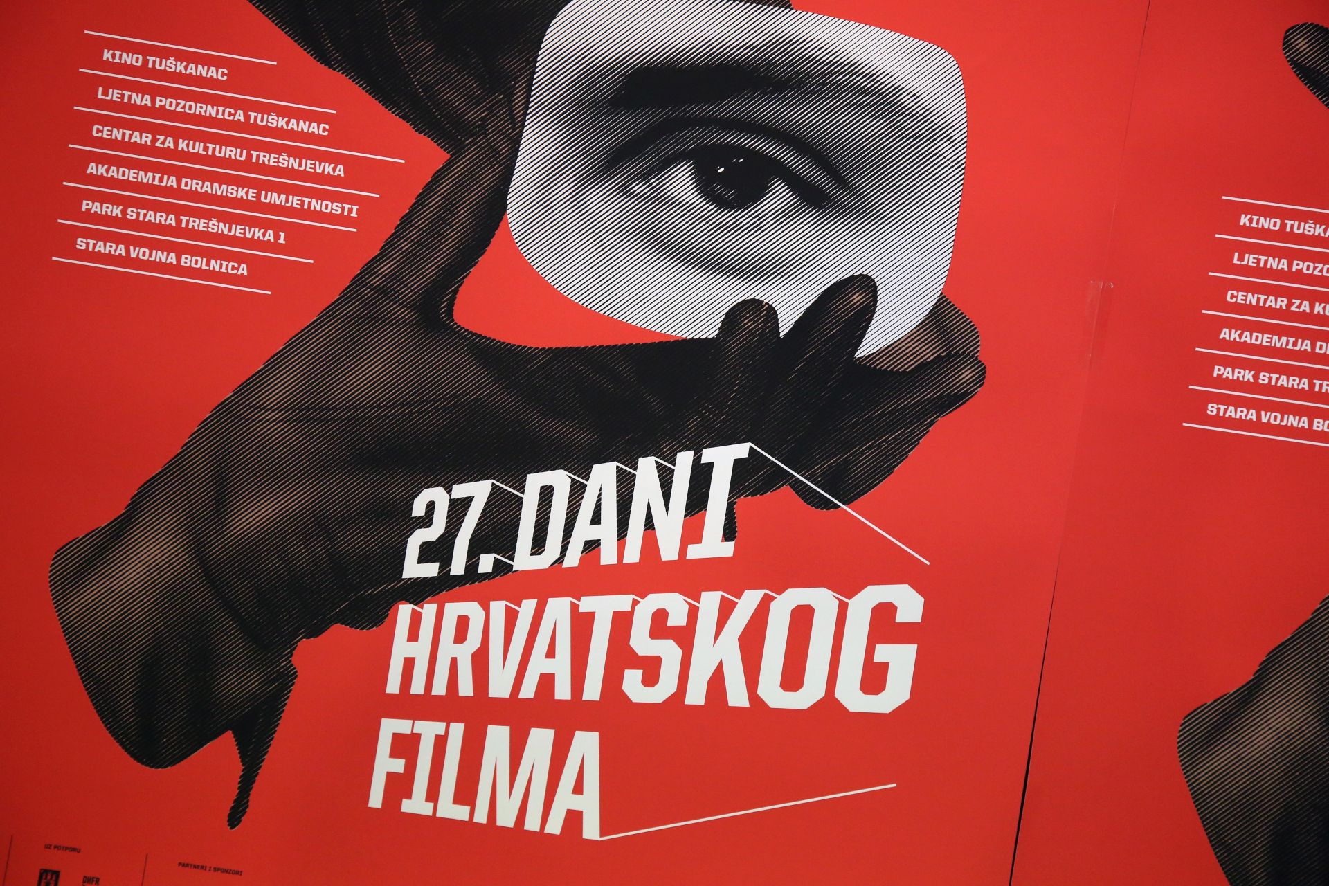 Zagreb, 28.05.2018 -  Konferencija za medije na kojoj je predstavljen program 27. Dana hrvatskog filma, ukljuèujuæi natjecateljski program, program "Izvan okvira", predprogram u suradnji s Festivalom Design District "Dvorita u dvoritu" kao i ostala popratna dogaðanja. Na fotografiji vizual festivala.
foto HINA /Zvonimir KUHTIÆ/ zk