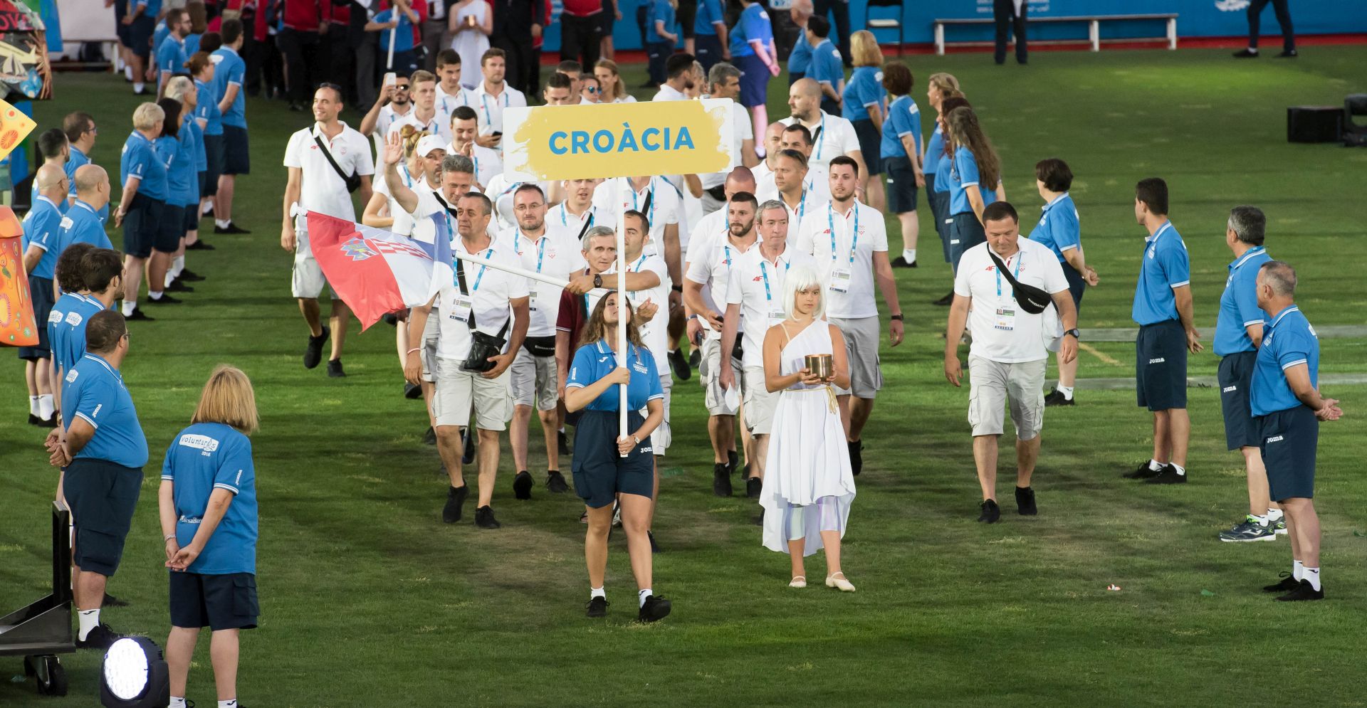 Tarragona, 23.6.2017 - Sveèanim mimohodom sportaica i sportaa iz 26 drava sudionica u petak su na stadionu Nou Estadi de Tarragona u Tarragoni otvorene XVIII. Mediteranske igre.
foto HINA/ HOO/ Jaki Franja/ ua