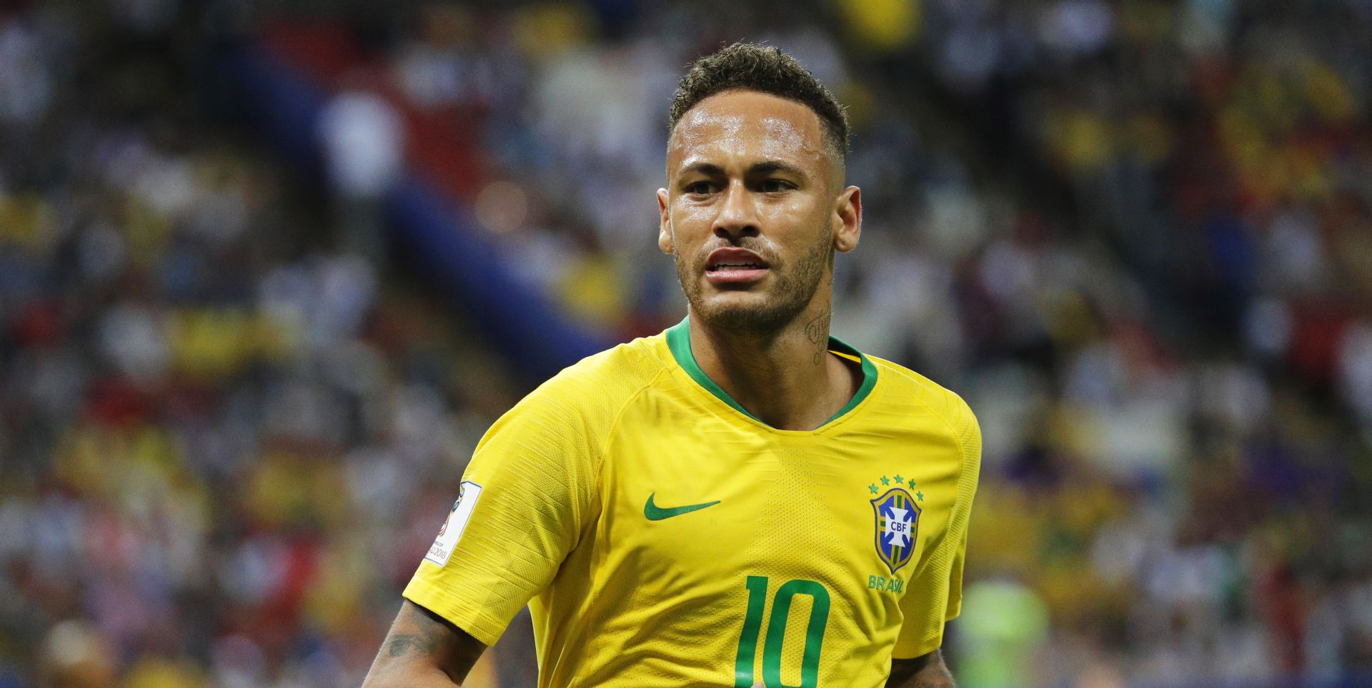 epa06869470 Neymar of Brazil in action during the FIFA World Cup 2018 quarter final soccer match between Brazil and Belgium in Kazan, Russia, 06 July 2018.

(RESTRICTIONS APPLY: Editorial Use Only, not used in association with any commercial entity - Images must not be used in any form of alert service or push service of any kind including via mobile alert services, downloads to mobile devices or MMS messaging - Images must appear as still images and must not emulate match action video footage - No alteration is made to, and no text or image is superimposed over, any published image which: (a) intentionally obscures or removes a sponsor identification image; or (b) adds or overlays the commercial identification of any third party which is not officially associated with the FIFA World Cup)  EPA/ROBERT GHEMENT   EDITORIAL USE ONLY