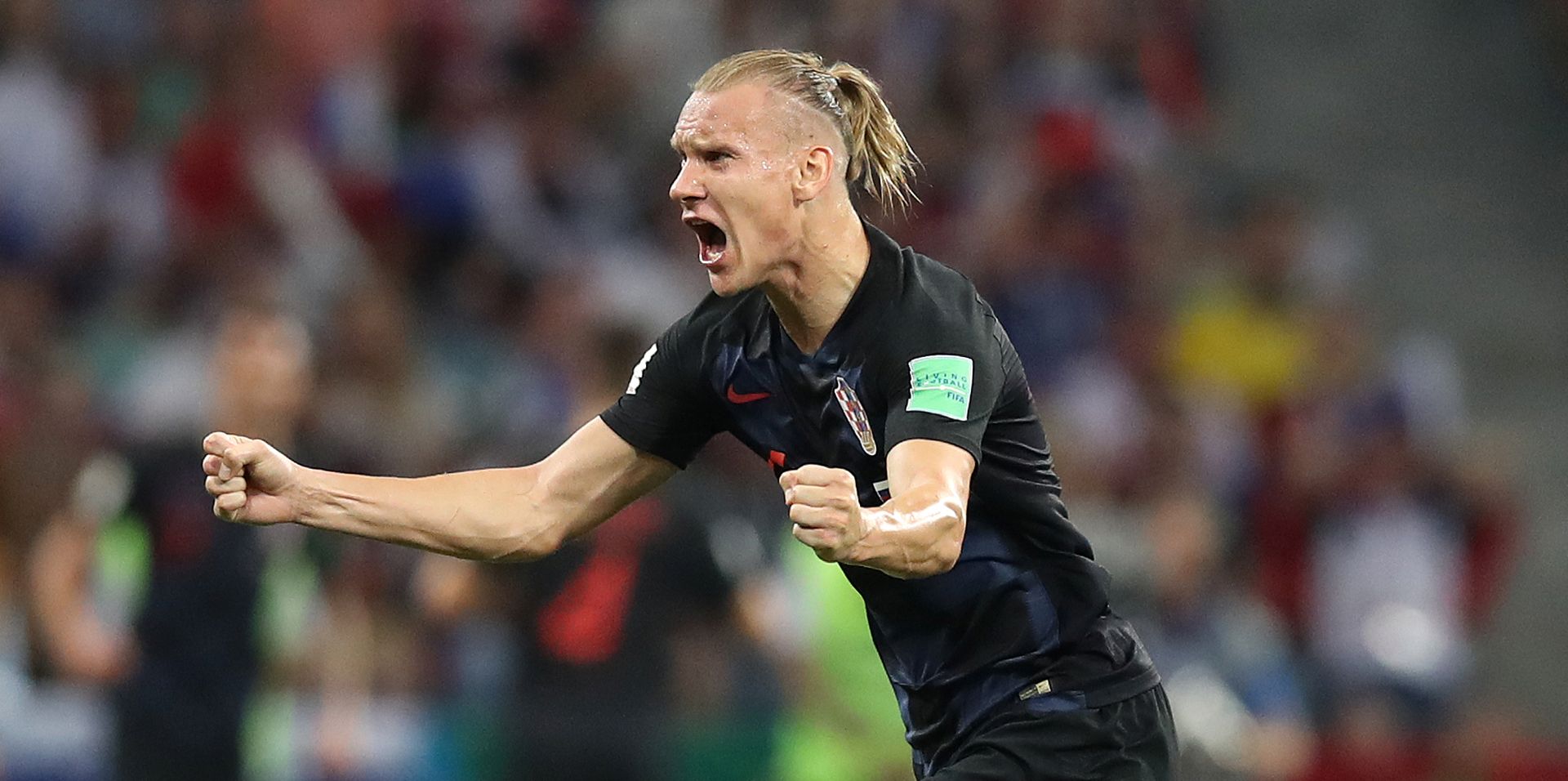 Soèi, 07.07.2018. - Utakmica èetvrtfinala Svjetskog nogometnog prvenstva Rusija 2018 izmeðu reprezentacija Hrvatske i Rusije na Fit stadionu. Na fotografiji Domagoj Vida. foto HINA/ Damir SENÈAR/ lsd