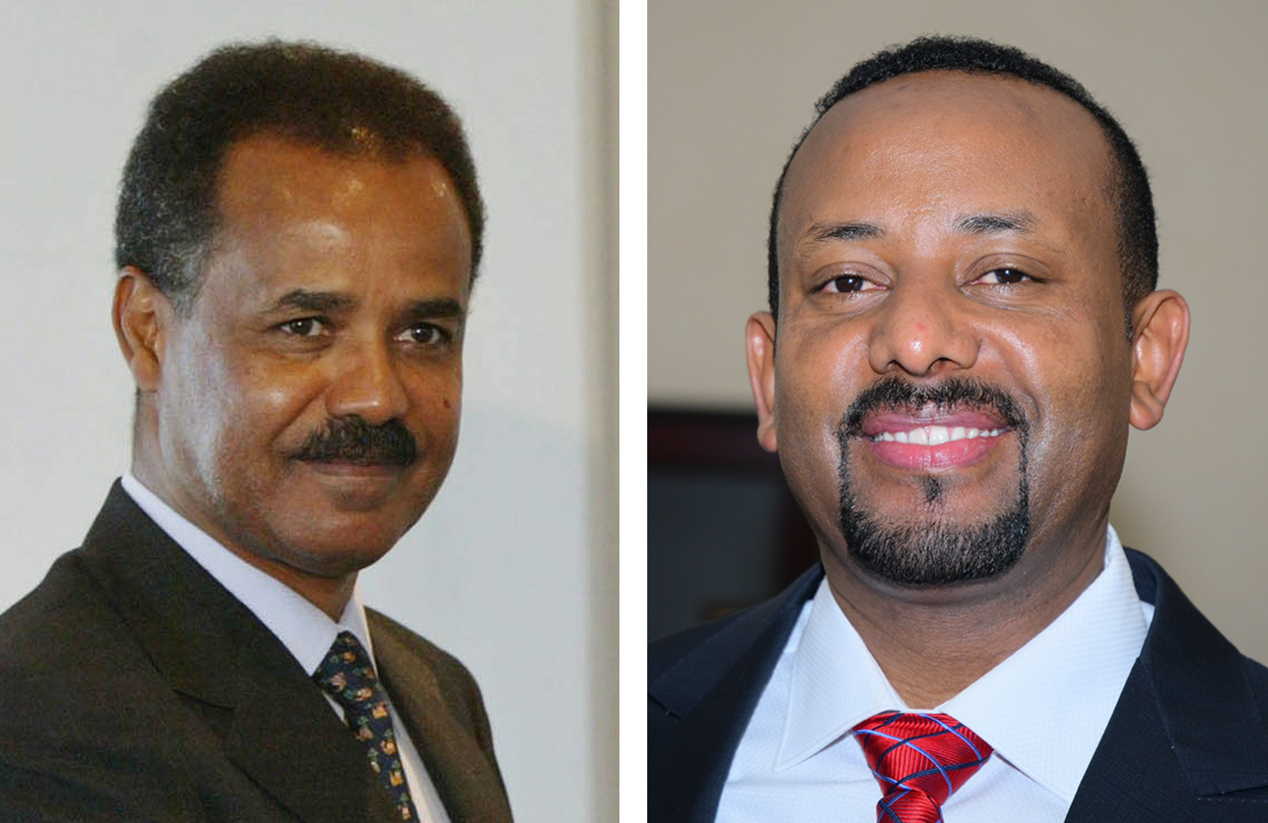 epa06873363 (FILE) - A composite file image showing  Ethiopia's Prime Minister Abiy Ahmed (R) in Addis Ababa, Ethiopia, 02 April 2017, and Isaias Afwerki (L), President of Eritrea in Tokyo, Japan, 28 September 2003 (re-issued 08 July 2018). Media reports on 08 July 2018 state Abiy Ahmed and Isaias Afwerki have met in Asmara, Ethiopia for peace talks. It is the first time leaders of the two nations met for talks in some 20 years. The two nations waged a war against each other from May 1998 to June 2000, with an estimated 80,000 people dying.  EPA/STR