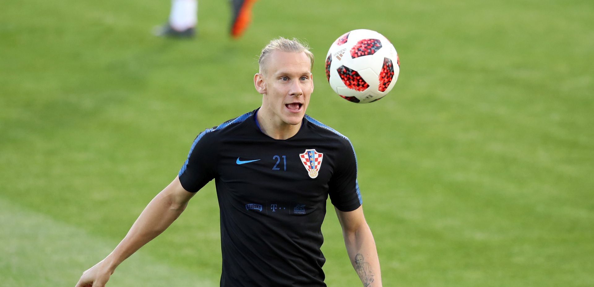 Moskva, 09.07.2018 - Trening Hrvatske nogometne reprezentacije na pomoènom stadionu Lunjiki kompleksa gdje æe hrvatski reprezentativci odigrati polufinalnu utakmicu Svjetskog nogometnog prvenstva Rusija 2018 protiv Engleske. Na slici Domagoj Vida.
foto HINA/ Damir SENÈAR /ds