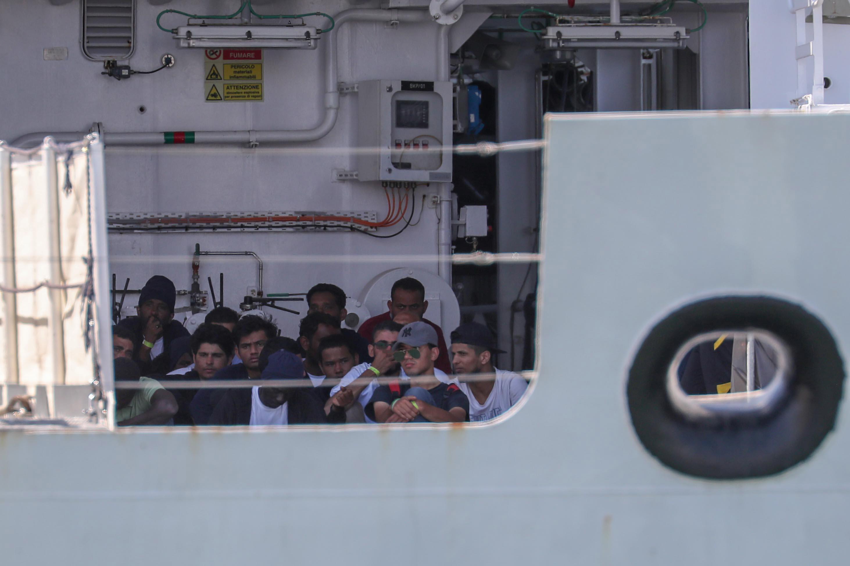 epa06883667 Italian Coast Guard ship Diciotti with 67 migrants on board enters the port of Trapani, Sicily, Italy, 12 July 2018. According to reports, the migrants were rescued by a civilian ship, the Vos Thalassa, off the Libyan coast and then transferred to the Diciotti after the civilian vessel was denied entry to Italy by Italian government. The Italian Transport Minister Danilo Toninelli has granted a permision for the Diciotti to disembark migrants in the port of Trapani.  EPA/IGOR PETYX