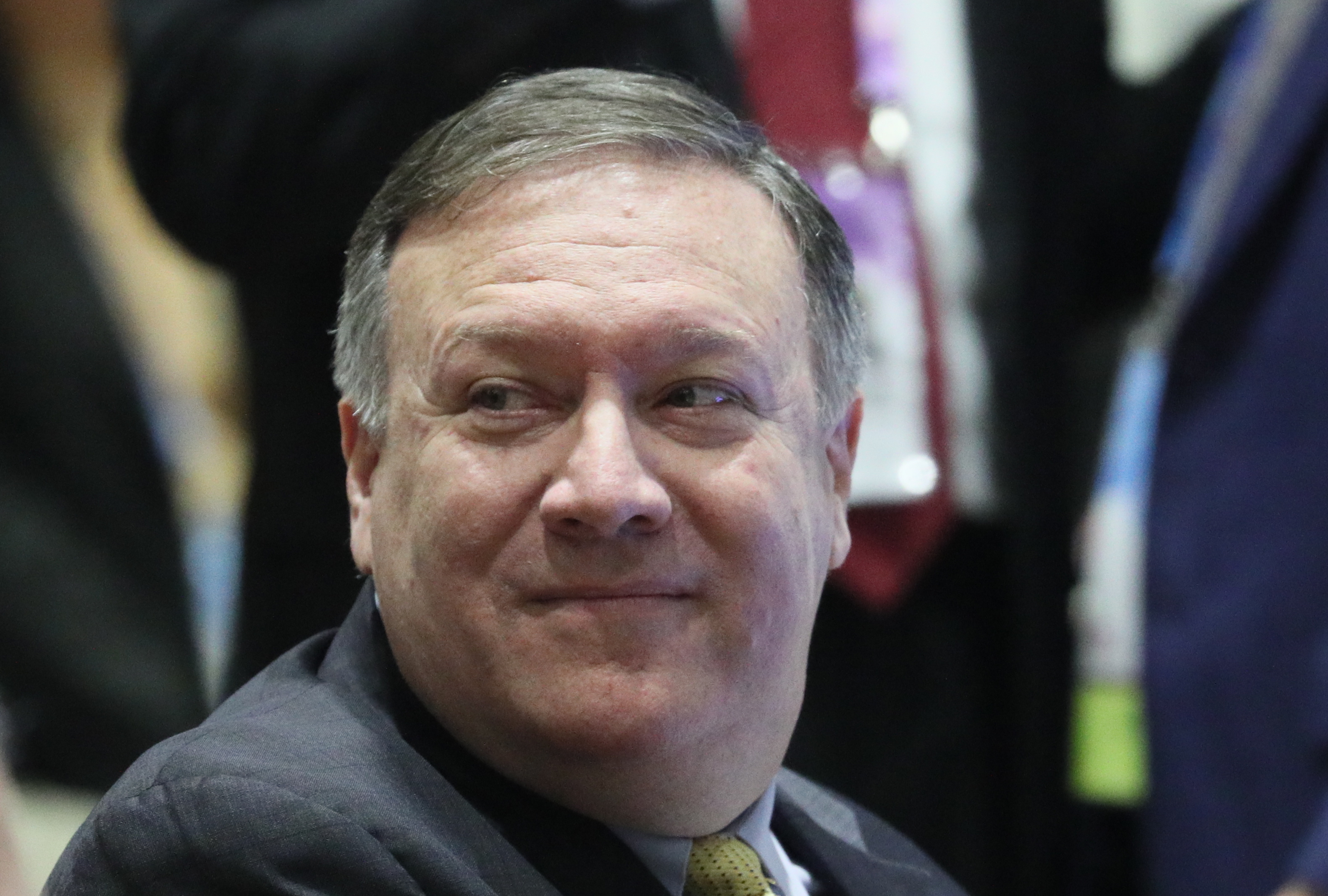 epa06926396 US Secretary of State Mike Pompeo looks on during the 8th East Asian Foreign Ministers' Meeting at the 51st ASEAN Foreign Ministers' Meeting (AMM) in Singapore, 04 August 2018. The 51st Association of South East Asian Nations (ASEAN) Foreign Ministers' Meeting (AMM) and Related Meetings takes place in Singapore from 01 to 04 August under the theme 'Resilient and Innovative'. Ministers from the ten member countries: Singapore, Malaysia, Indonesia, Thailand, Vietnam, Myanmar, Laos, Cambodia, Brunei Darussalam, and the Philippines, will meet with their counterparts from China, Russia, South Korea, Japan, the United States, Australia, New Zealand and the European Union.  EPA/WALLACE WOON