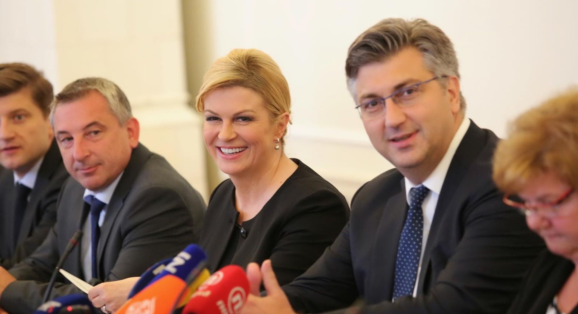 02.07.2018., Zagreb - U Banskim dvorima odrzana je 5. sjednica Vijeca za demografsku revitalizaciju. Predsjednik Vlade RH Andrej Plenkovic, predsjednica RH Kolinda Grabar-Kitarovic. Photo: Tomislav Miletic/PIXSELL