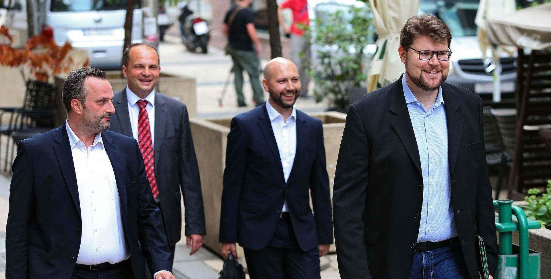 03.07.2018., Zagreb - Sastanak Predsjednistva SDP-a. Clanovi dolaze na sastanak. Sinisa Hajdas Doncic, Pedja Grbin, Mihael Zmajlovic.
Photo: Jurica Galoic/PIXSELL