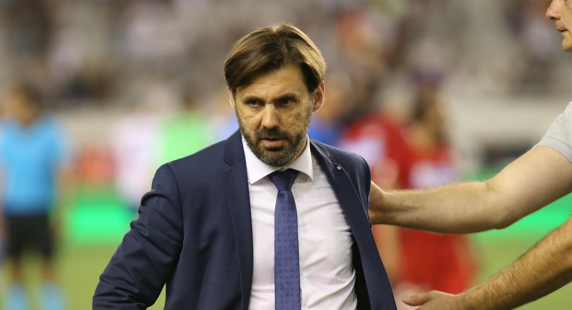 09.08.2018., Poljud, Split -  3. pretkolo Europske lige, 1. utakmica, Hajduk -FC FCSB. Trener Zeljko Kopic nakon zavrsetka utakmice.
Photo: Ivo Cagalj/PIXSELL