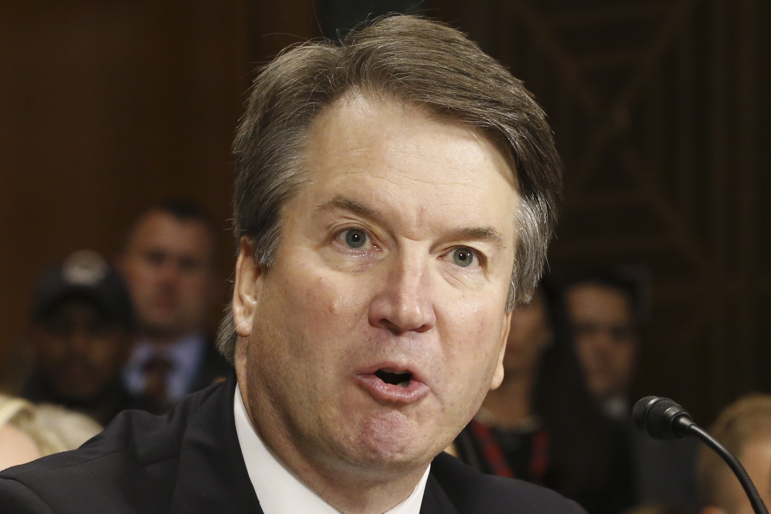 epa07052440 Supreme Court nominee Judge Brett Kavanaugh speaks at the Senate Judiciary Committee hearing on the nomination of Brett Kavanaugh to be an associate justice of the Supreme Court of the United States, on Capitol Hill in Washington, DC, USA, 27 September 2018. US President Donald J. Trump's nominee to be a US Supreme Court associate justice Brett Kavanaugh is in a tumultuous confirmation process as multiple women have accused Kavanaugh of sexual misconduct.  EPA/MICHAEL REYNOLDS