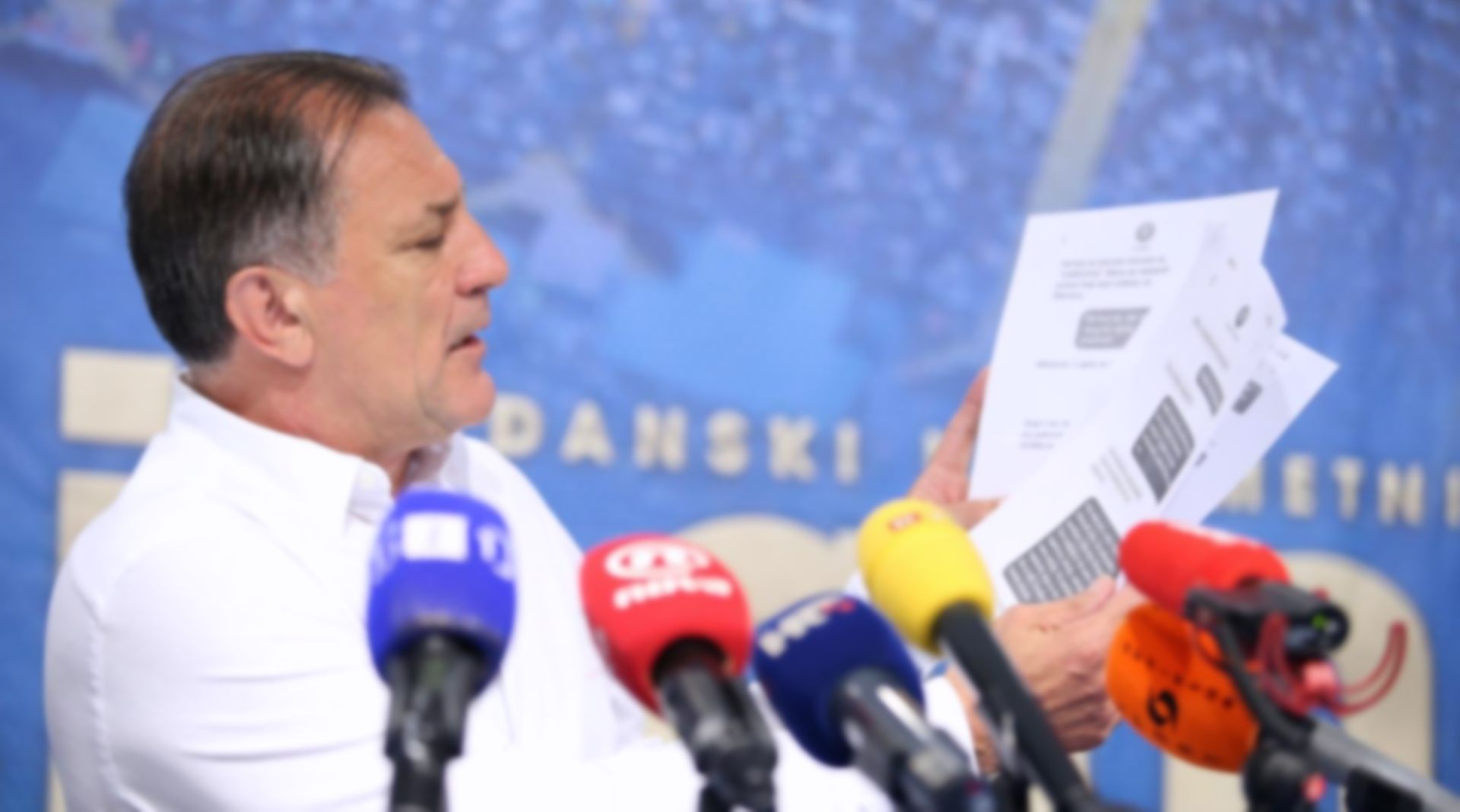 04.06.2018., Zagreb - Izvanredna konferencija za novinare Zdravka Mamica u press dvorani stadiona Maksimir, dva dana prije nego ce mu na Zupanijskom sudu u Osijeku biti izrecena presuda. 

Photo: Petar Glebov/PIXSELL