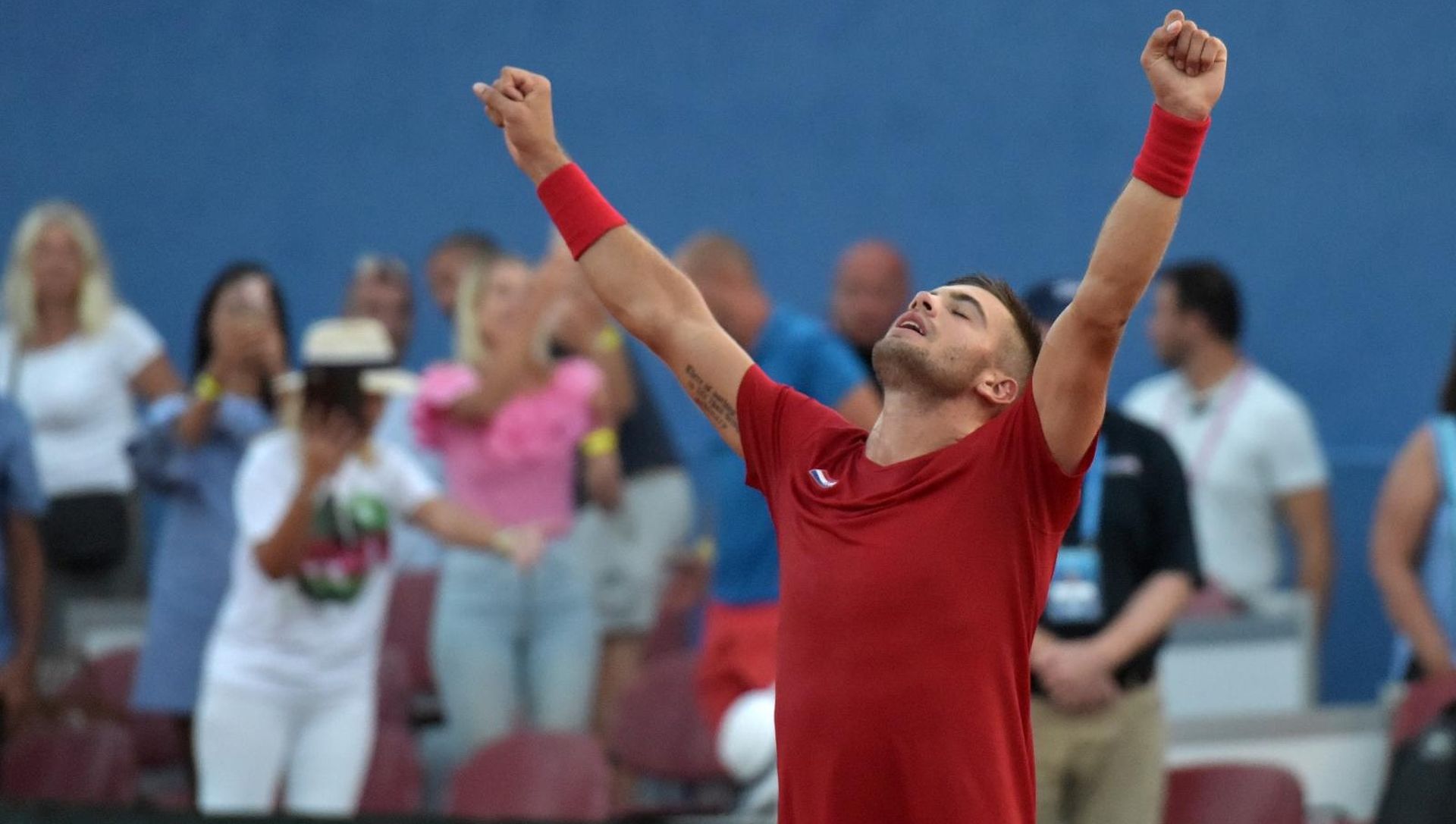 16.09.2018., Zadar - Polufinalni susret Davis Cupa izmedju Hrvatske i SAD-a. Teniski mec Borna Coric - Frances Tiafoe. Borna Coric. 
Photo: Dino Stanin/PIXSELL